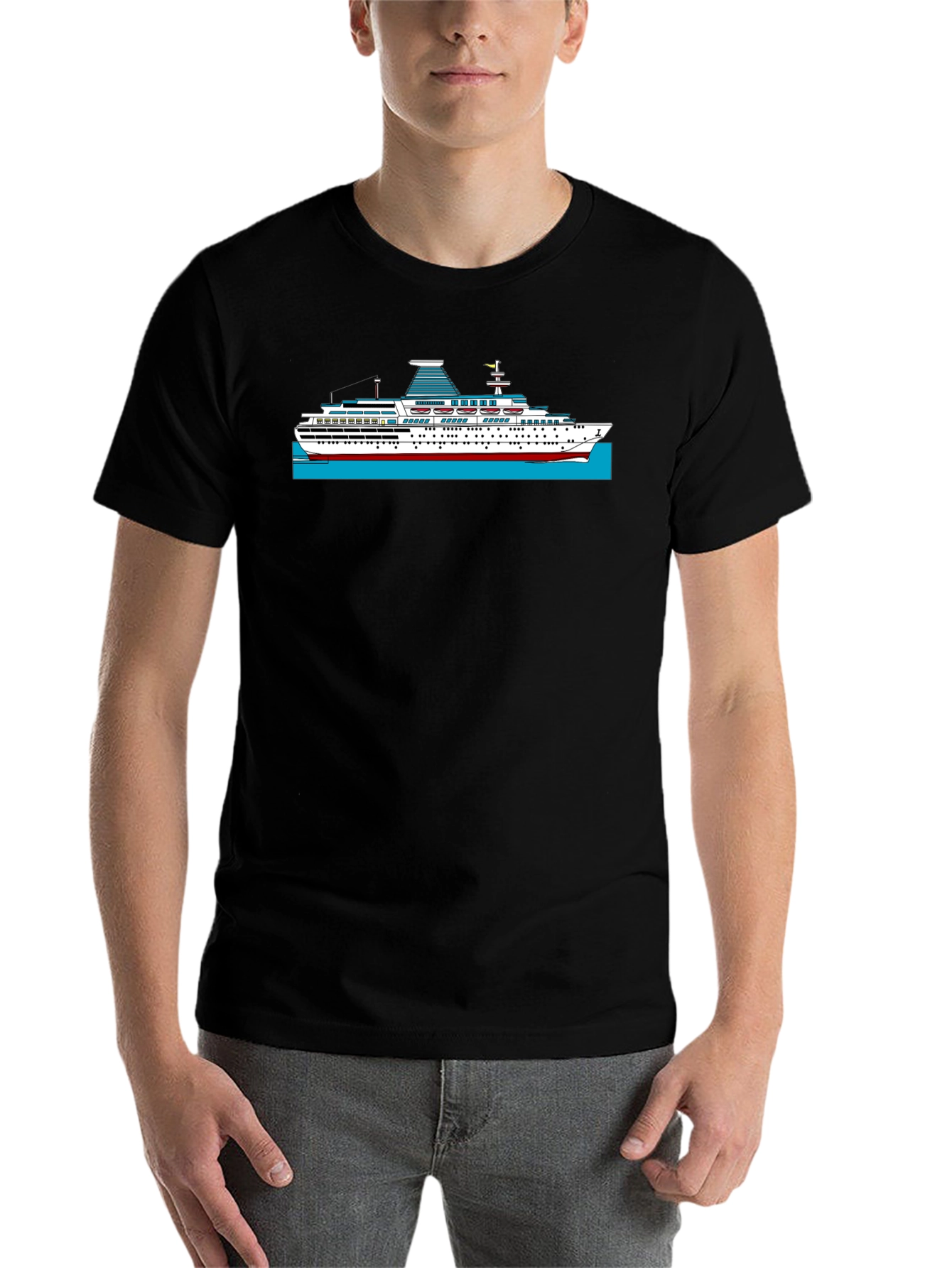Black Cruise Ship Graphic T-Shirt - Black view 7