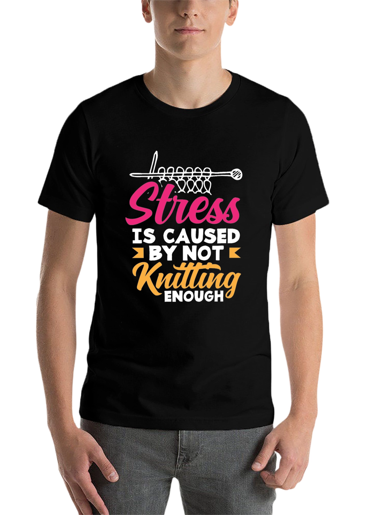 Black Stress Knitting T-Shirt - Yarn Lover Tee view 7