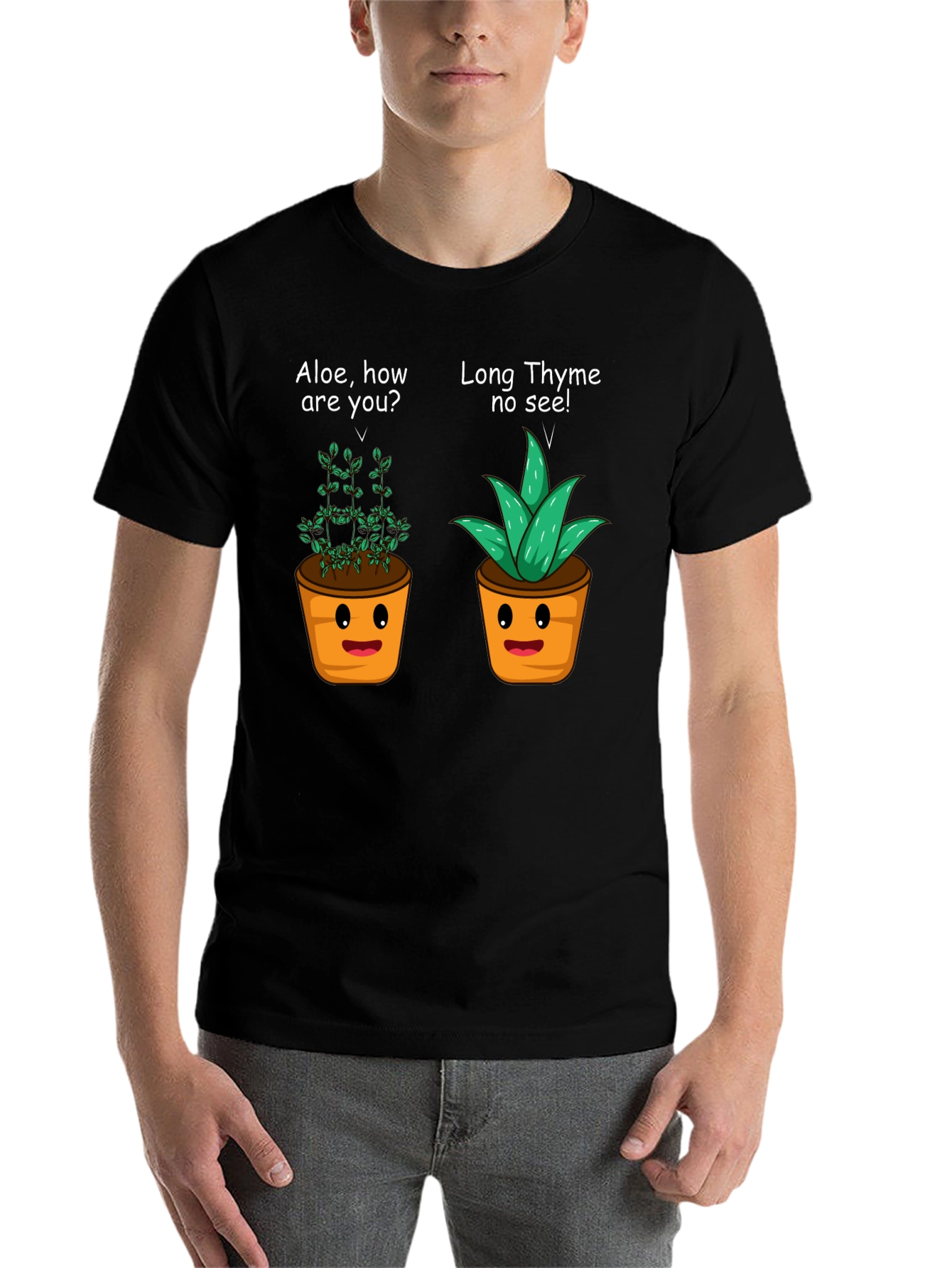 Black Funny Plant Puns T-Shirt - Aloe & Thyme Humor Tee view 7