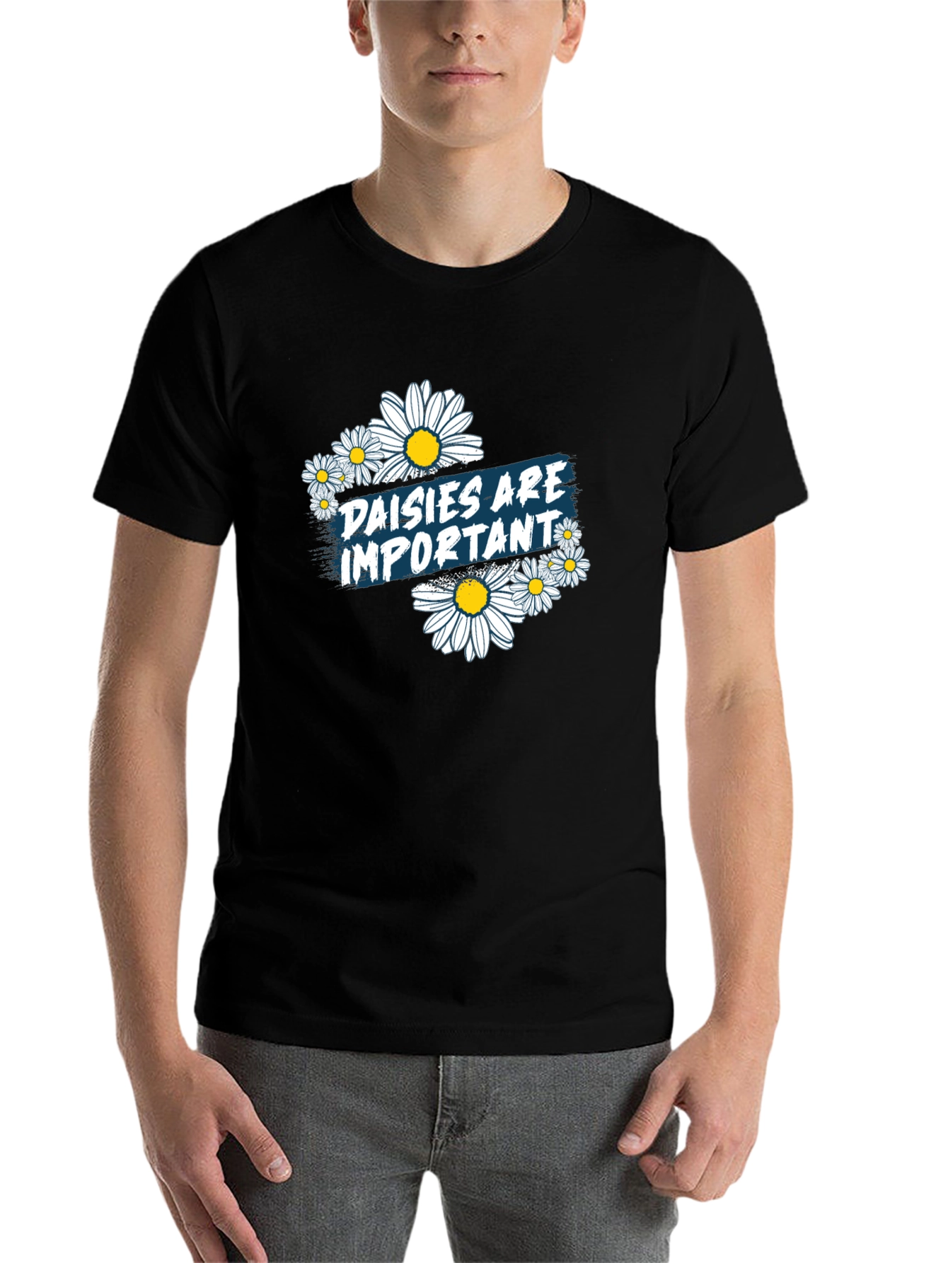 Black Daisies are Important Black Graphic Tee view 7