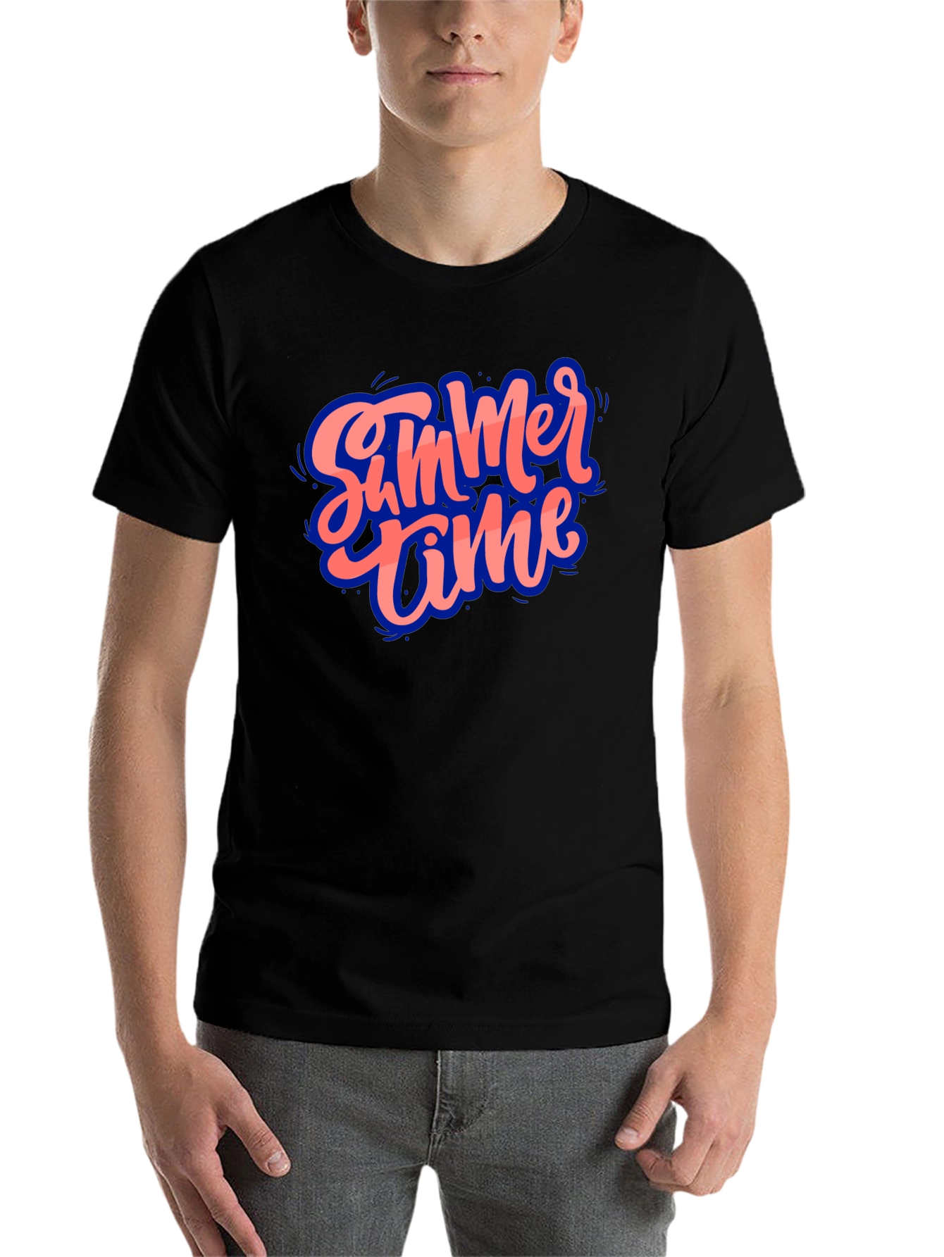 Black Summer Time Graphic Black T-Shirt view 7