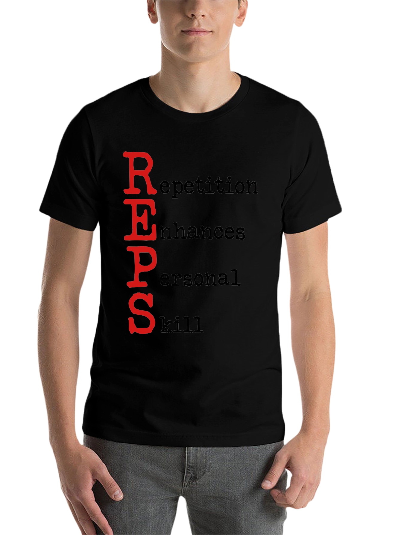 Black REPS Motivational Black T-Shirt view 7