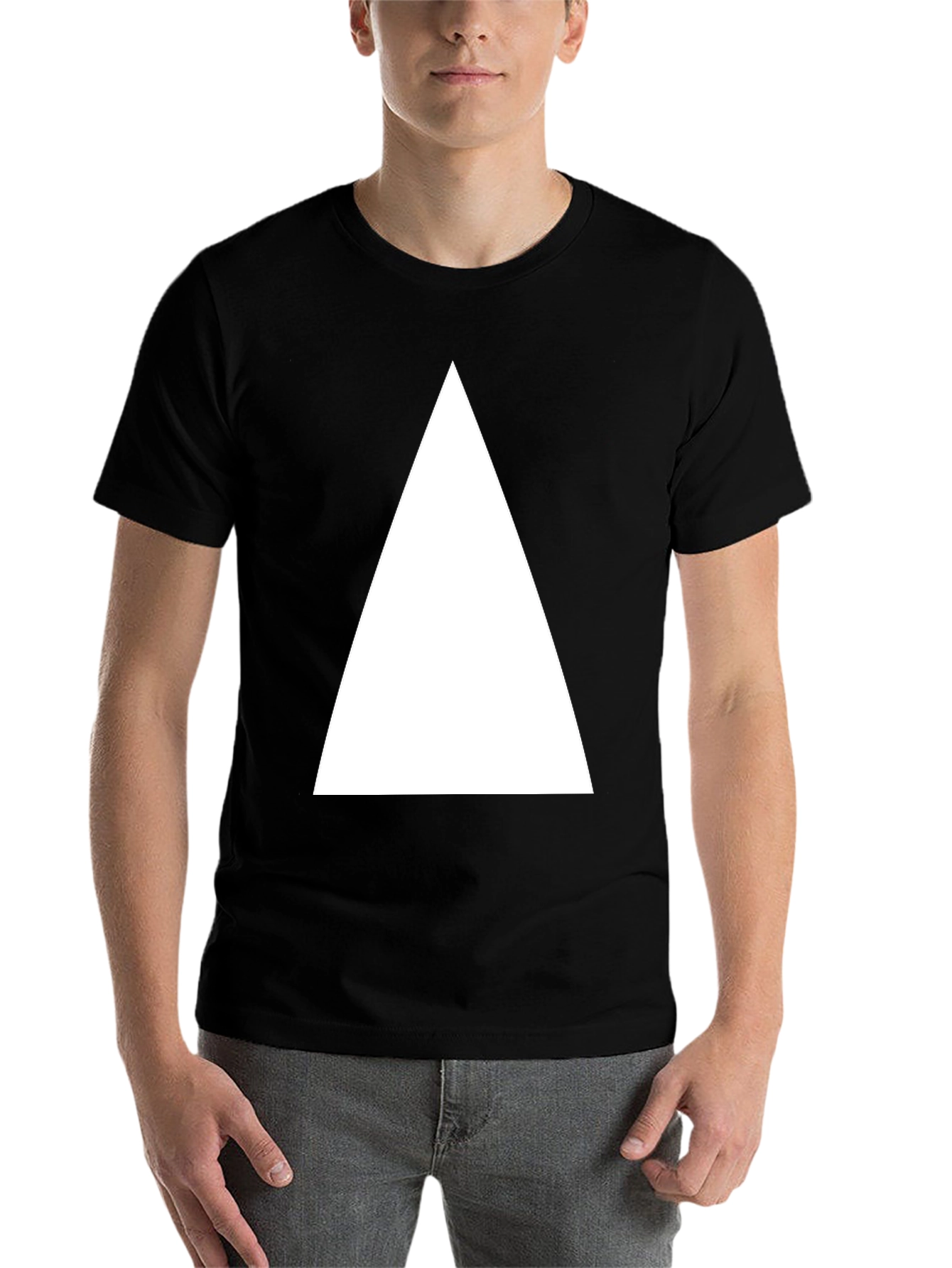 Black Black T-Shirt with White Triangle view 7