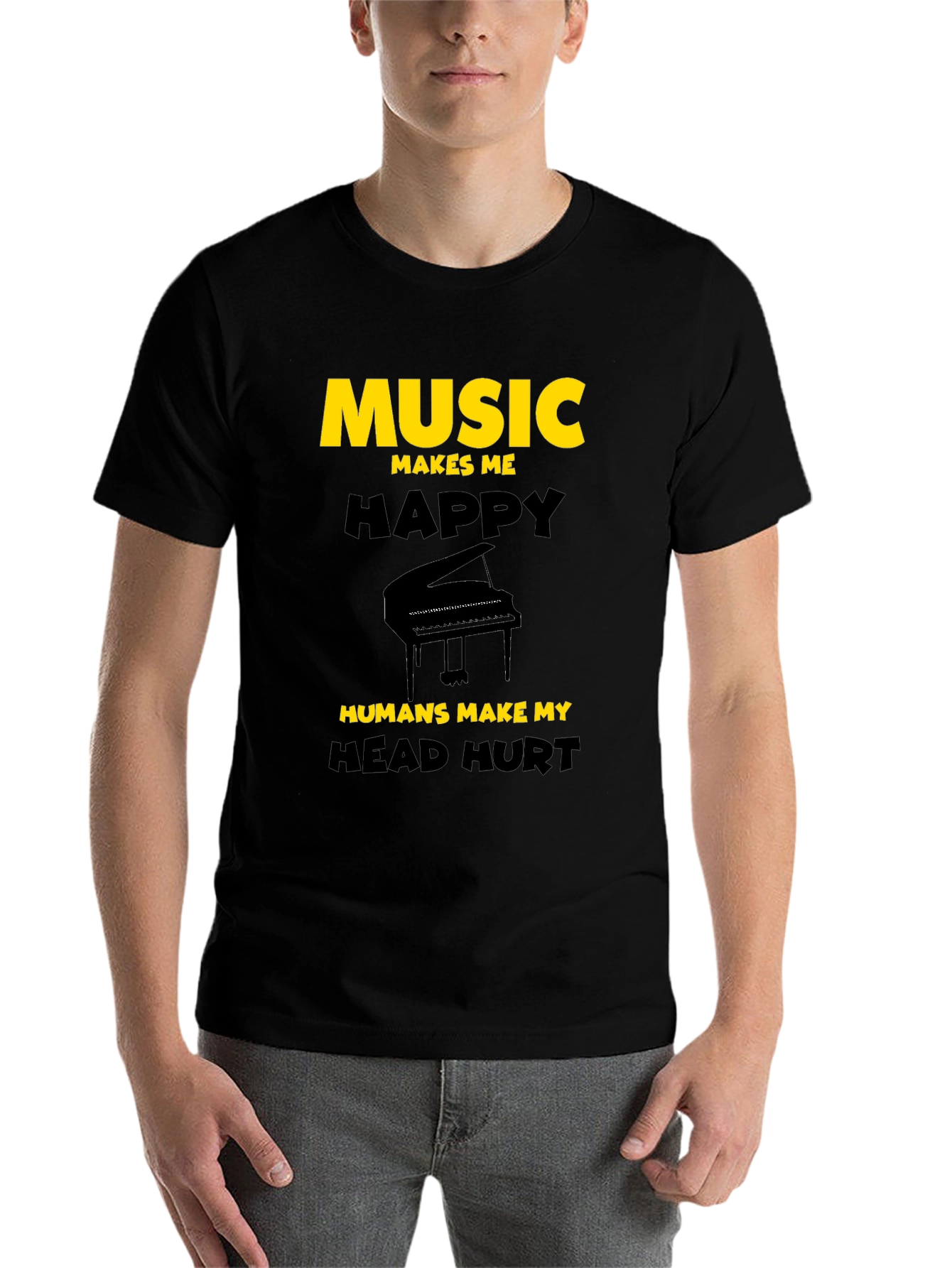 Black Music Lover T-Shirt: Music Makes Me Happy view 7