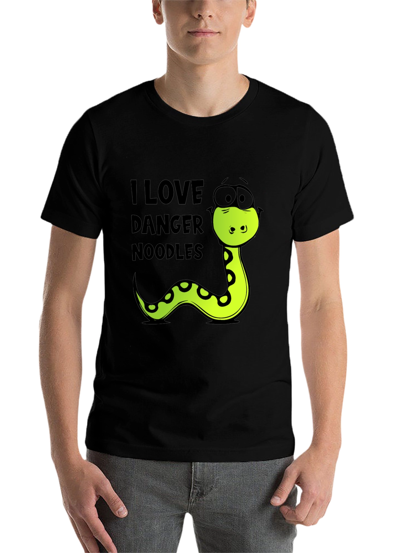 Black Danger Noodles T-Shirt - Funny Snake Tee view 7