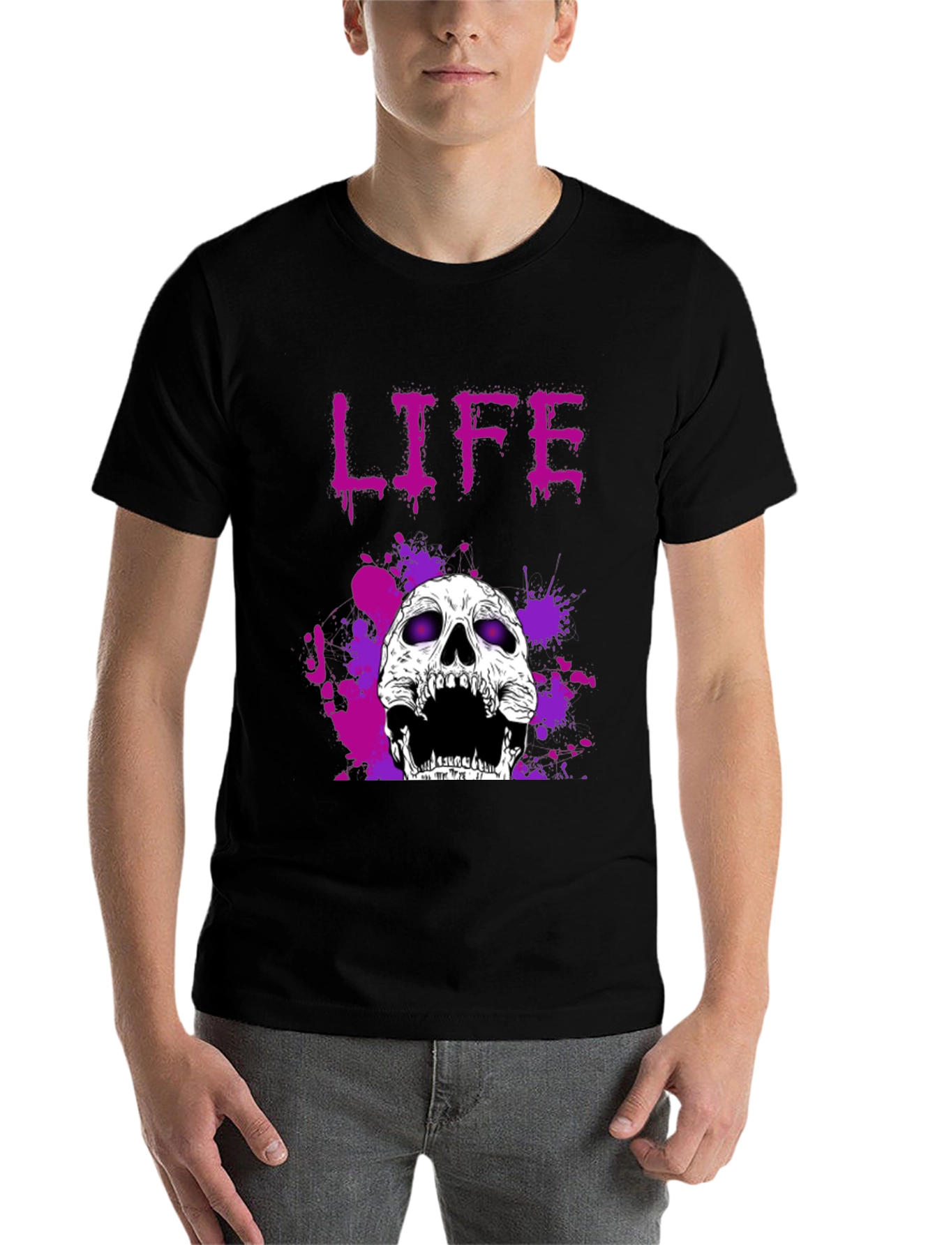Black Life Skull Graphic Tee - Black view 7