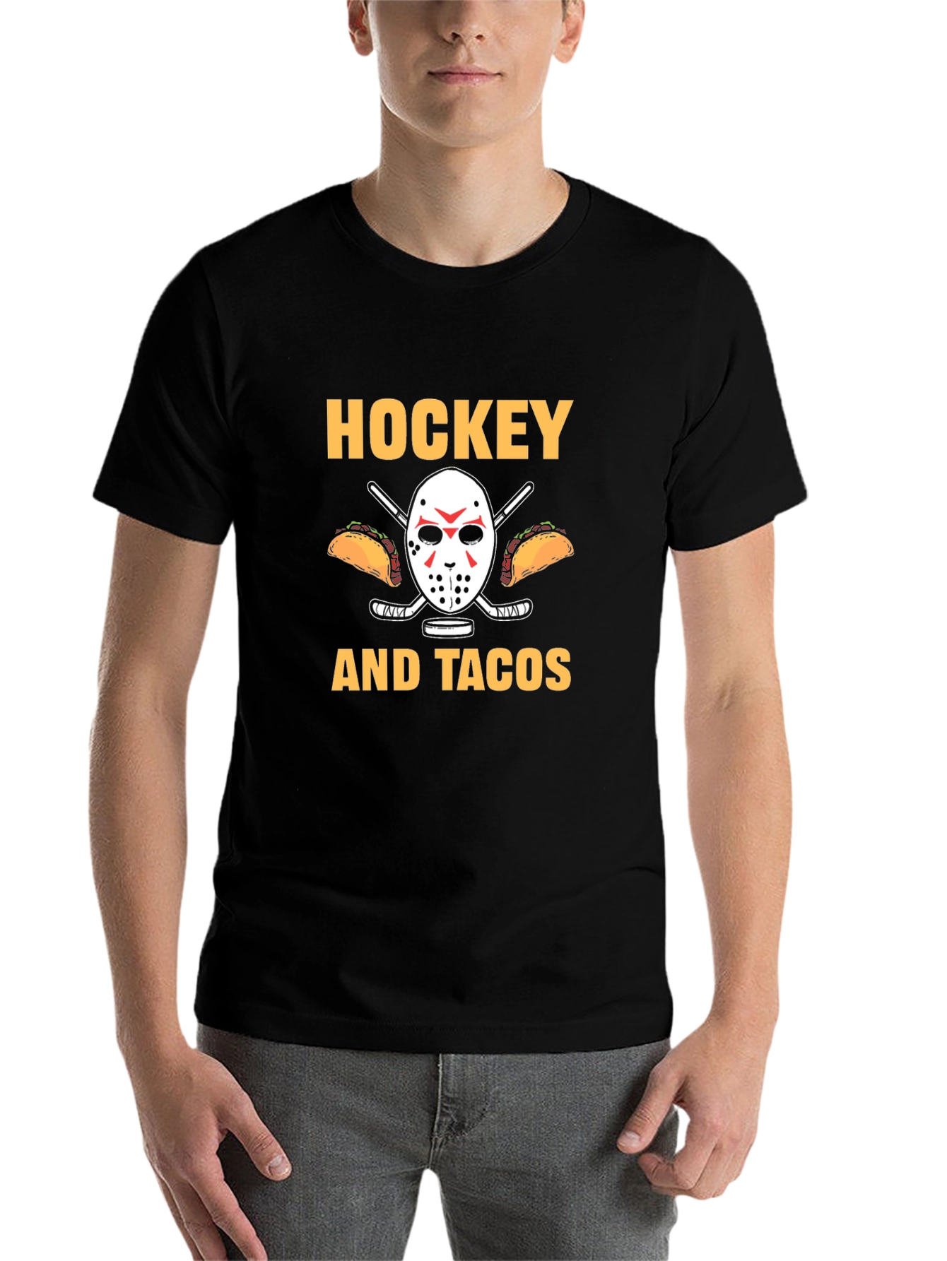 Black Hockey and Tacos Graphic T-Shirt view 7