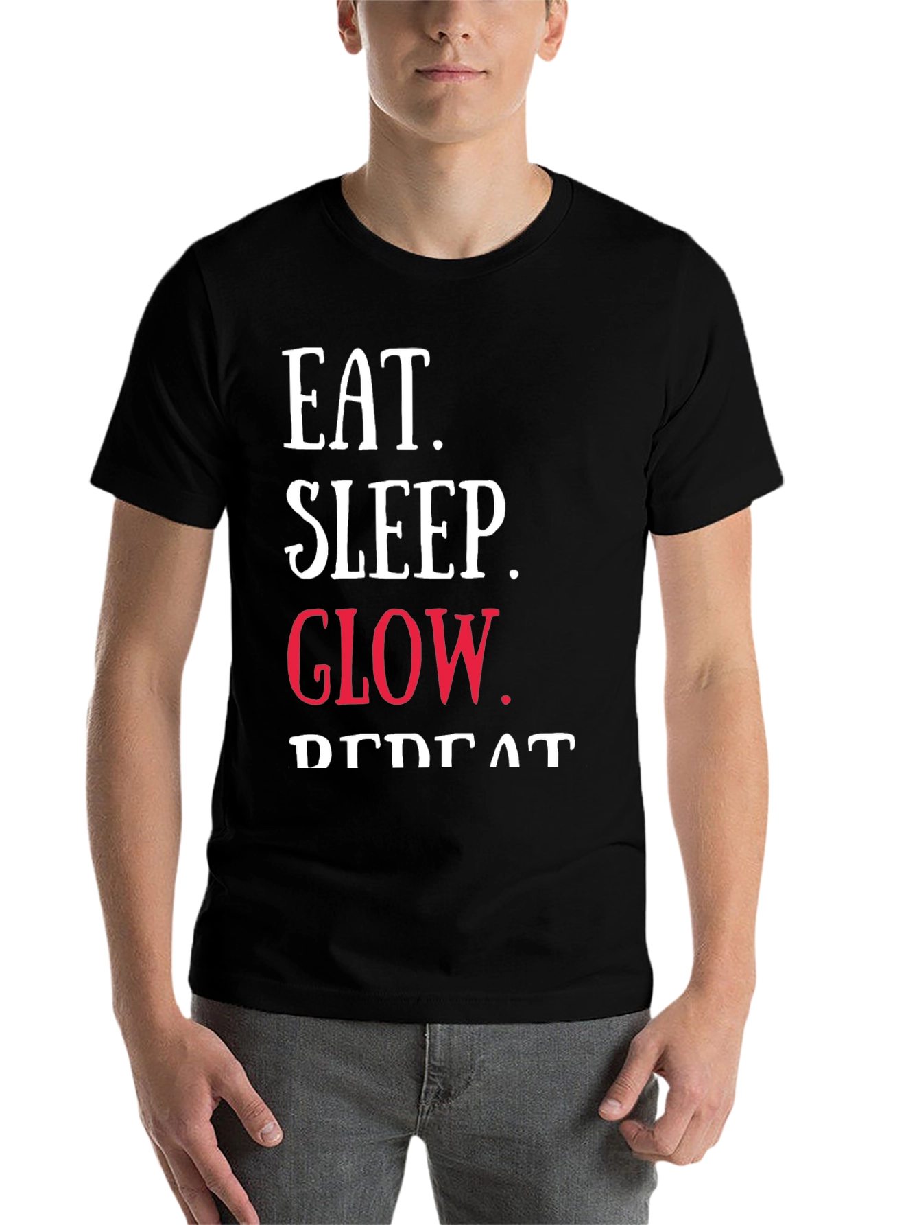 Black Eat Sleep Glow Repeat Graphic Tee view 7