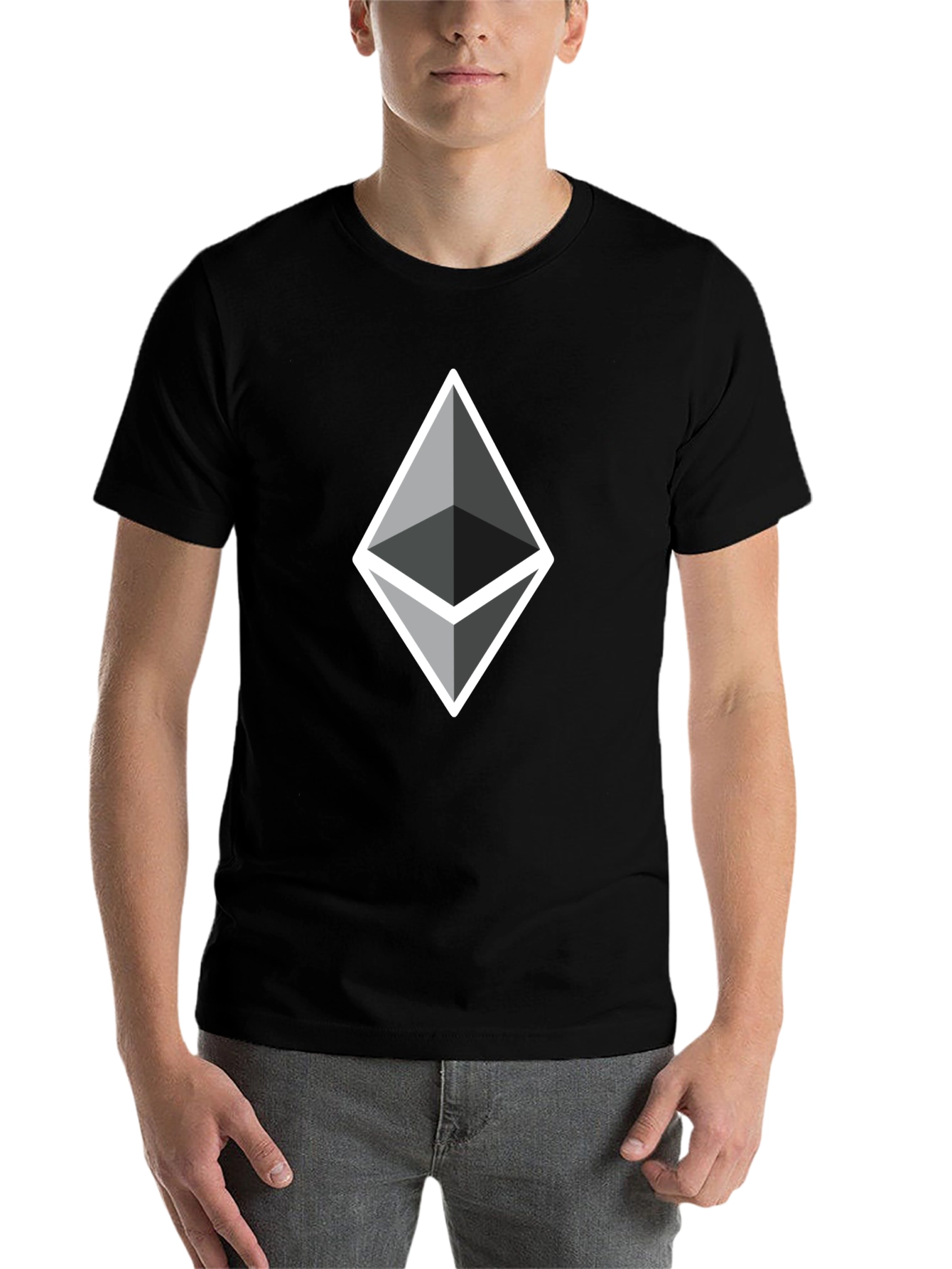 Black Ethereum Crypto Logo Black T-Shirt view 7