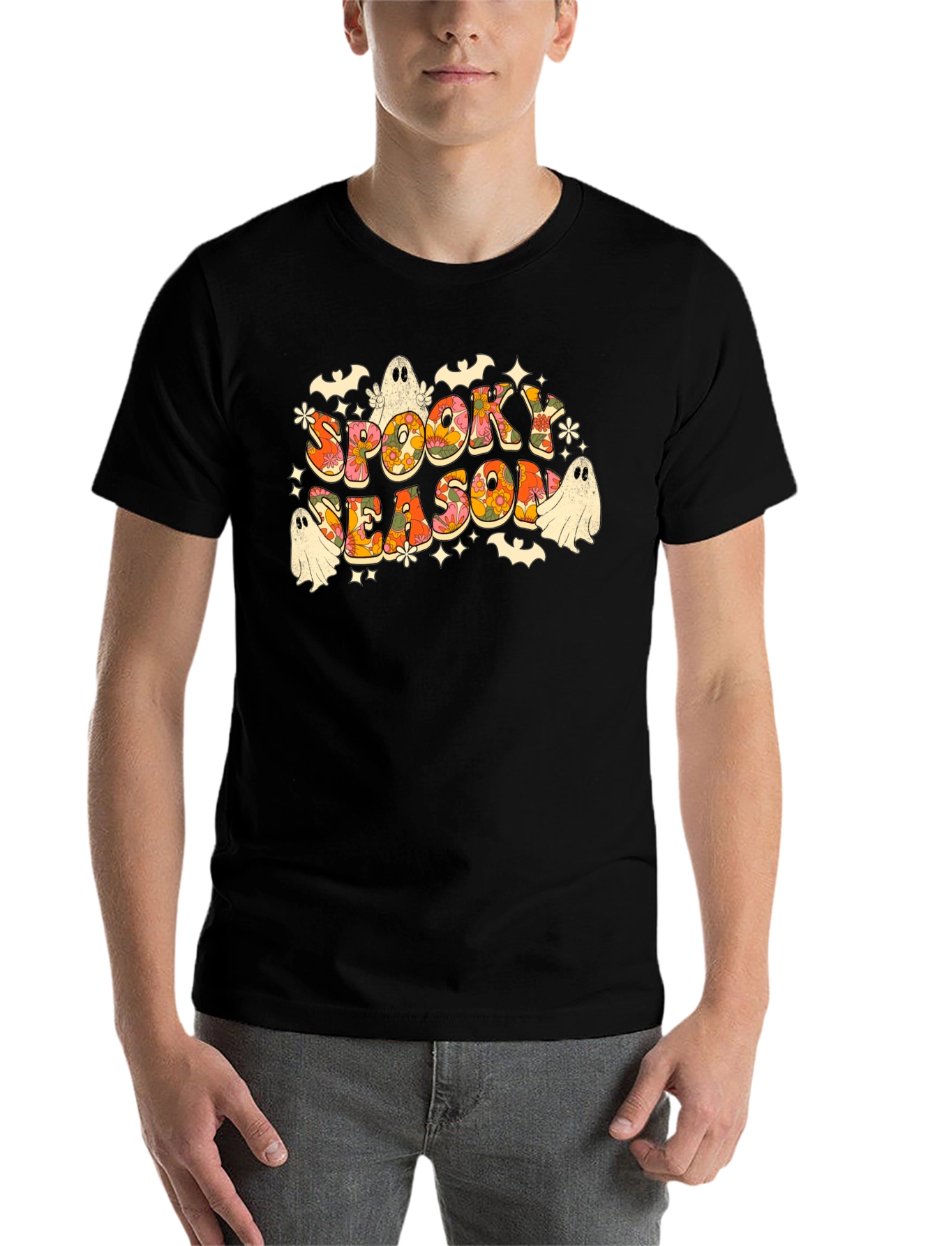 Black Spooky Season Retro Halloween Graphic T-Shirt view 7