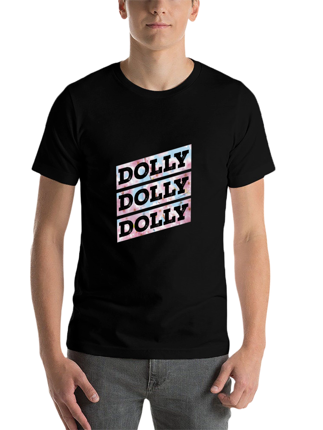 Black Dolly Floral Graphic Tee - Soft Black Cotton T-Shirt view 7