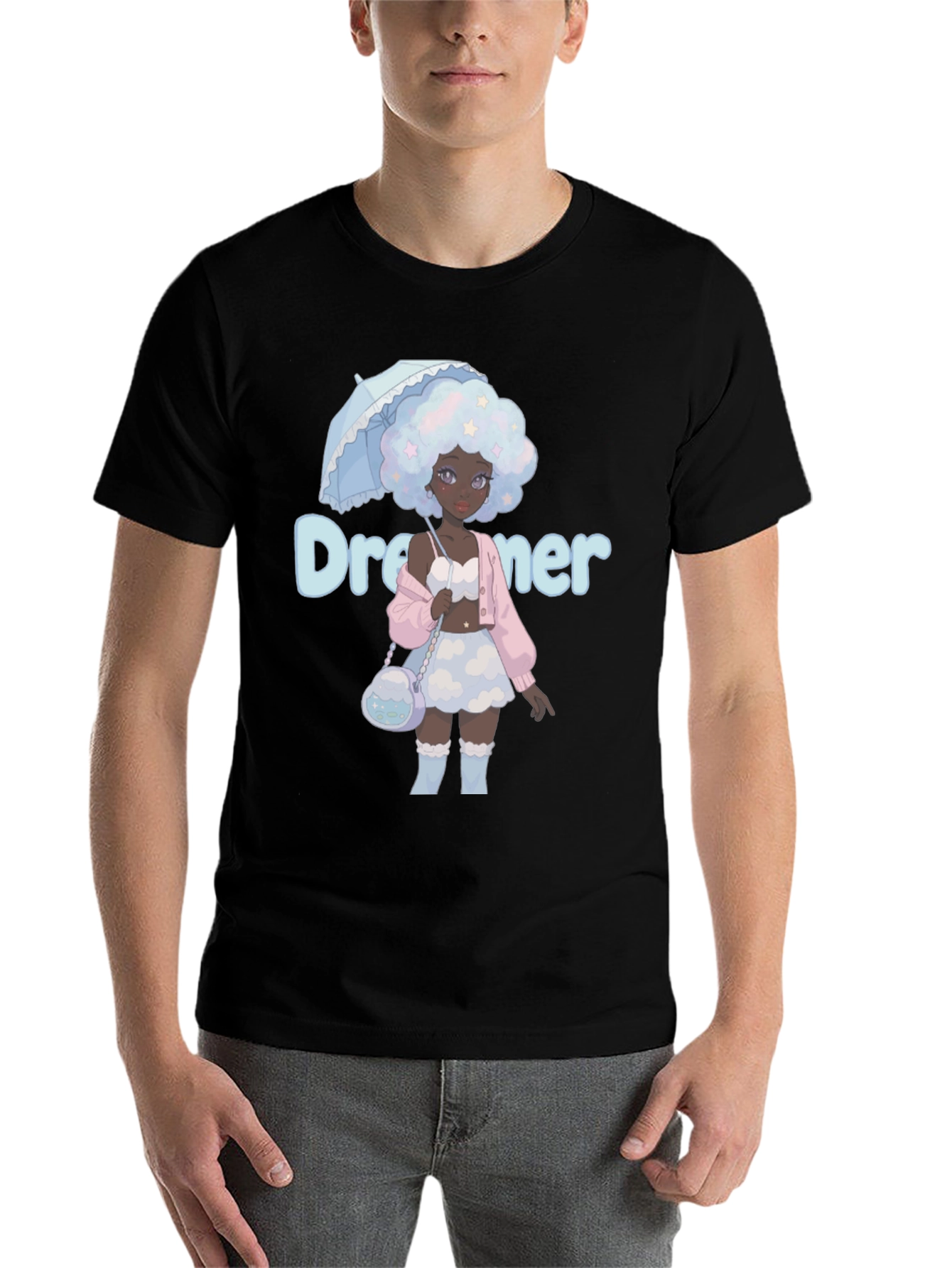 Black Dreamer Anime Girl Graphic T-Shirt view 7