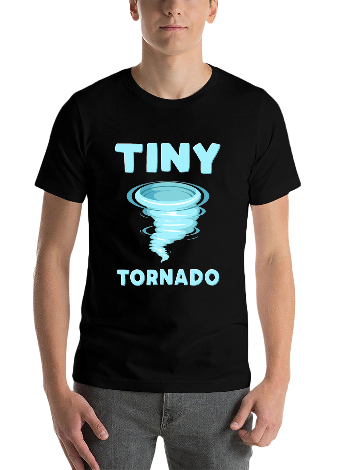 Black Tiny Tornado Graphic T-Shirt, Novelty Weather Tee view 7