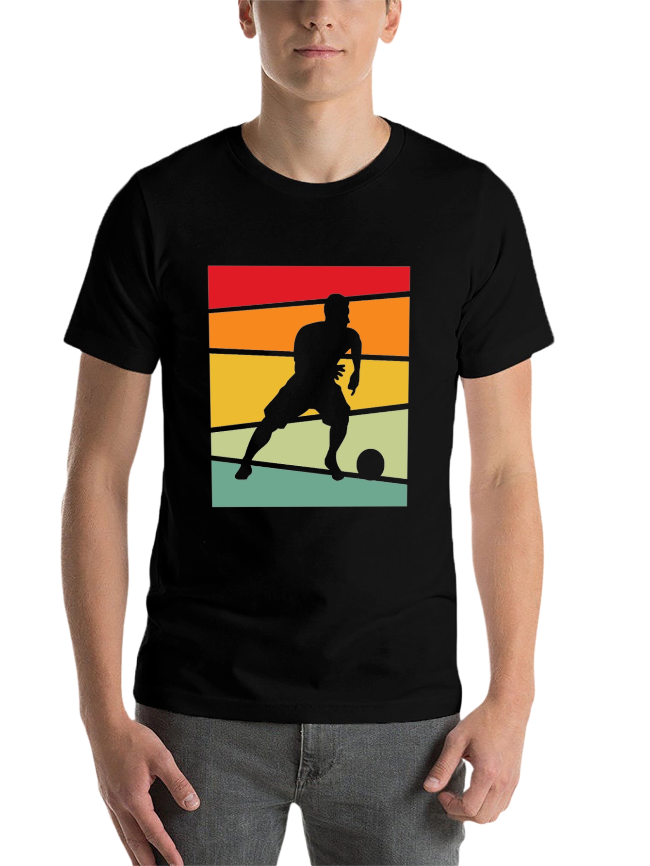 Black Retro Soccer Player Graphic Tee view 7