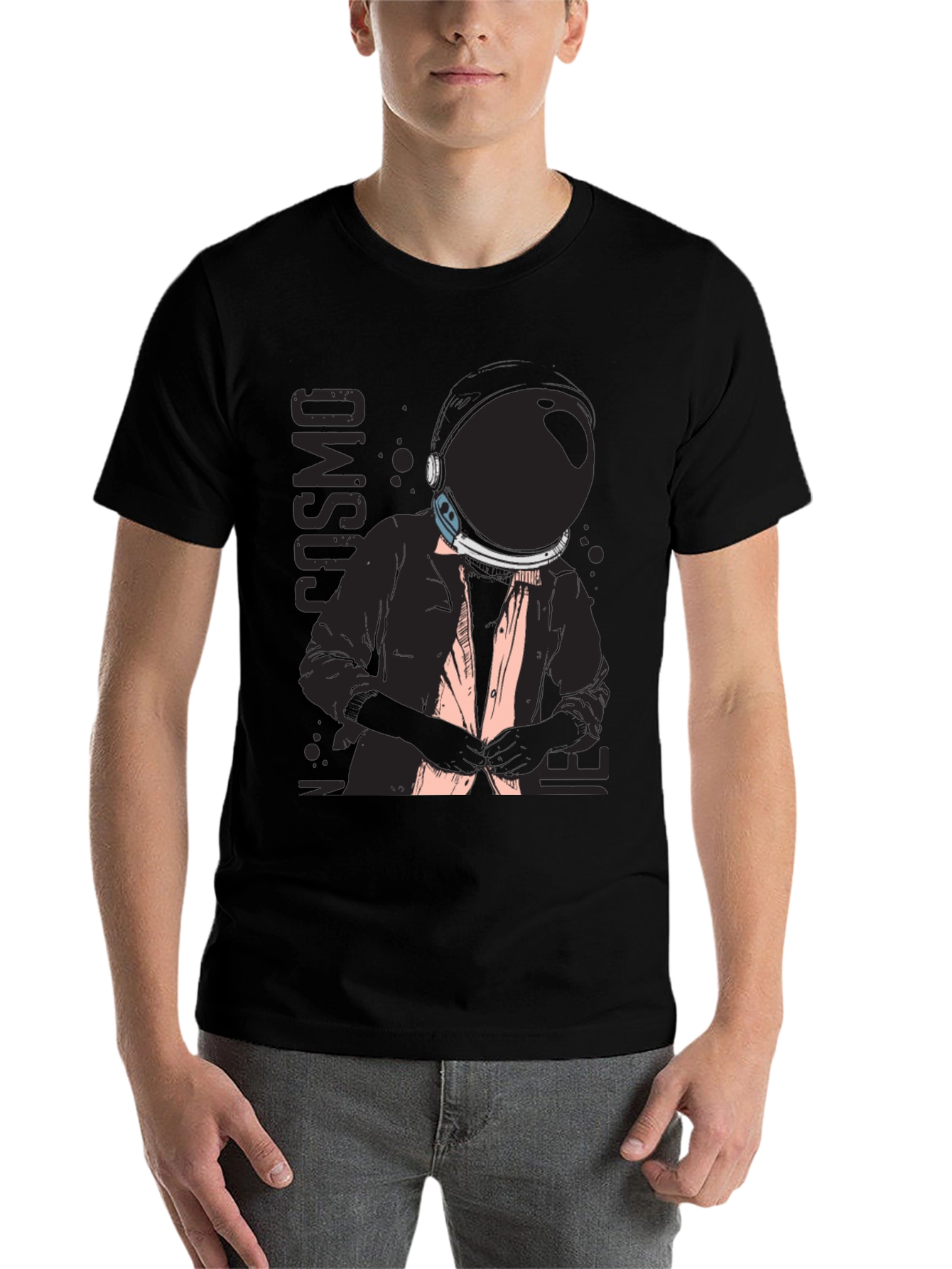 Black Cosmo Inner Space Black Graphic T-Shirt view 7