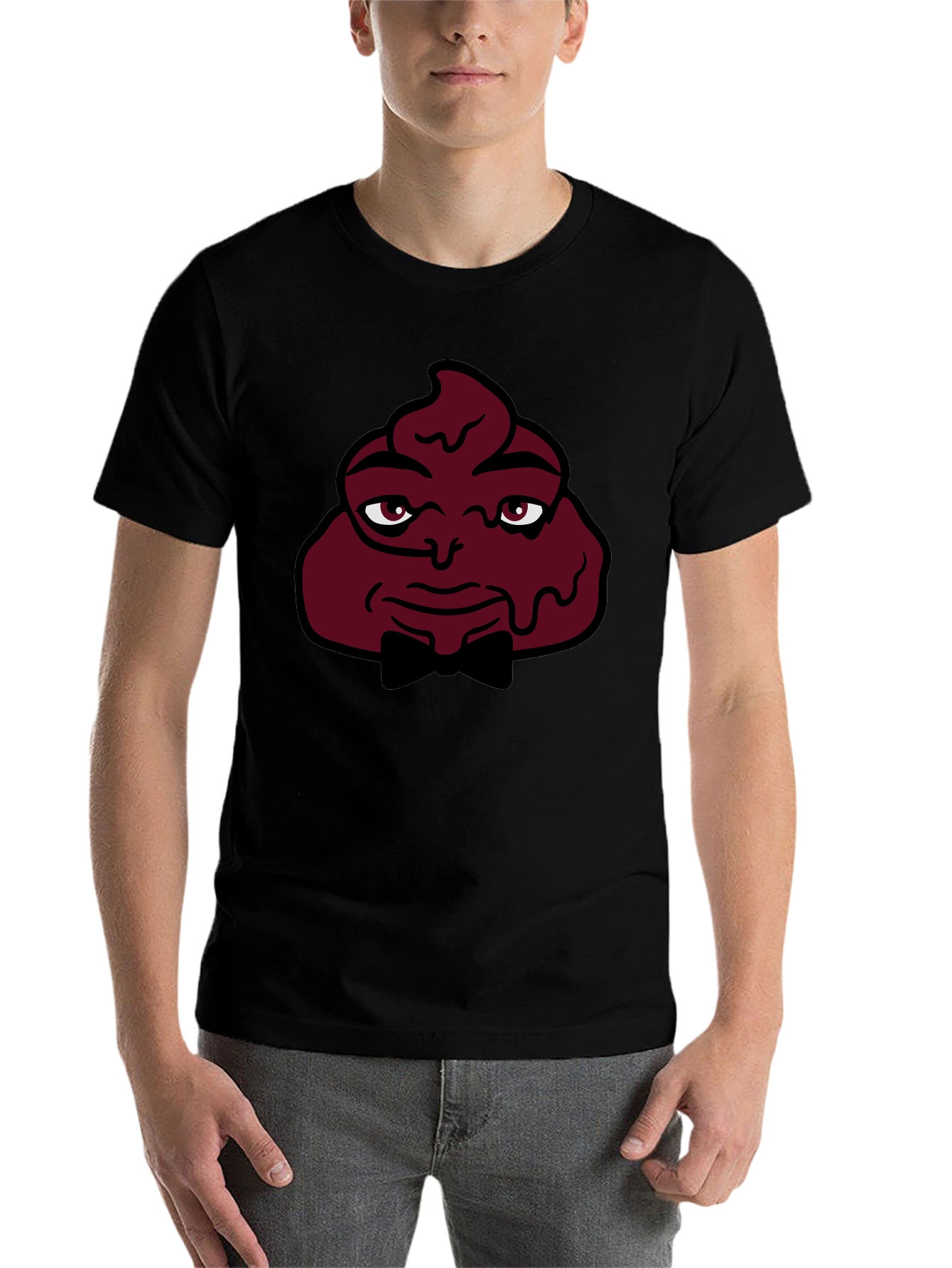 Black Funny Poop Emoji Man T-Shirt - Black view 7