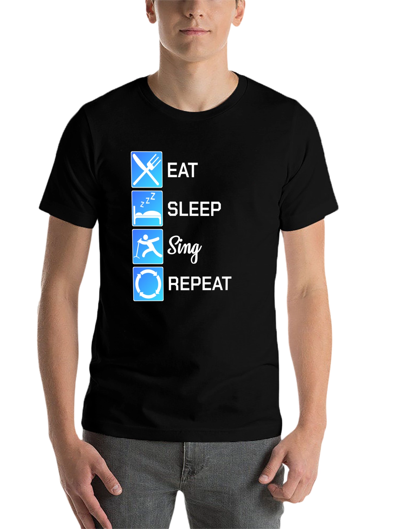 Black Eat Sleep Sing Repeat Graphic T-Shirt view 7