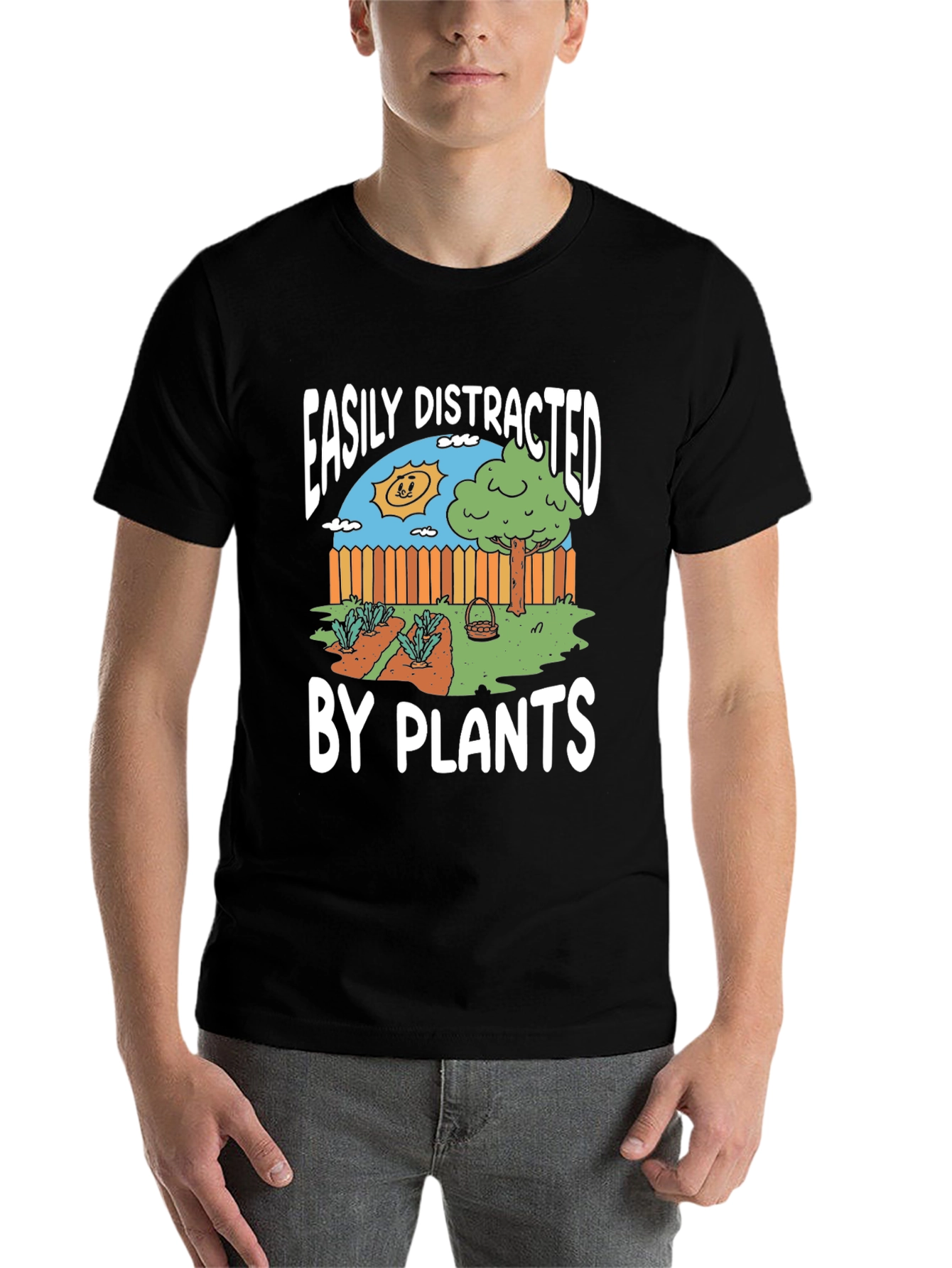 Black Easily Distracted by Plants Graphic Tee view 7