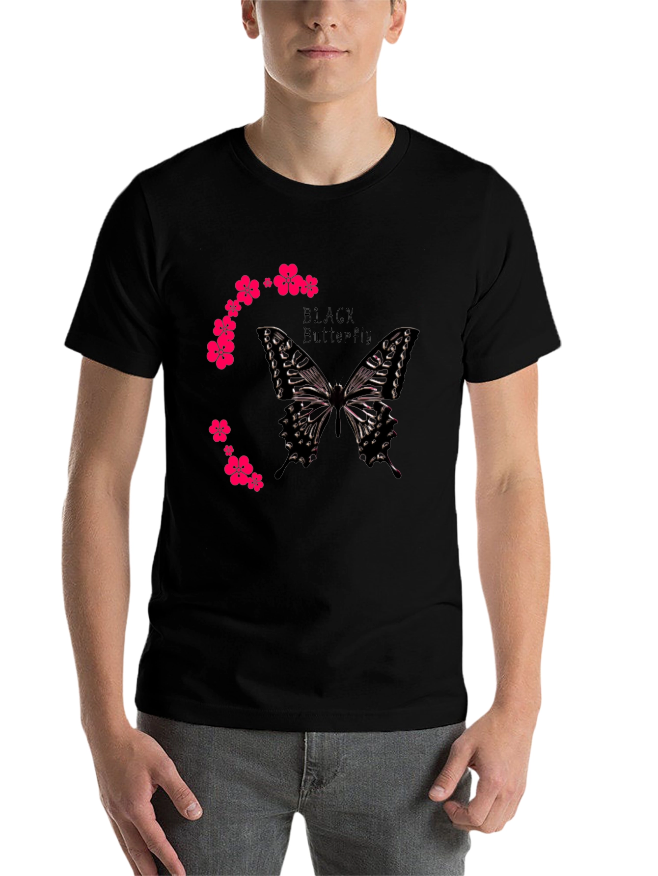 Black Black Butterfly Graphic Tee view 7