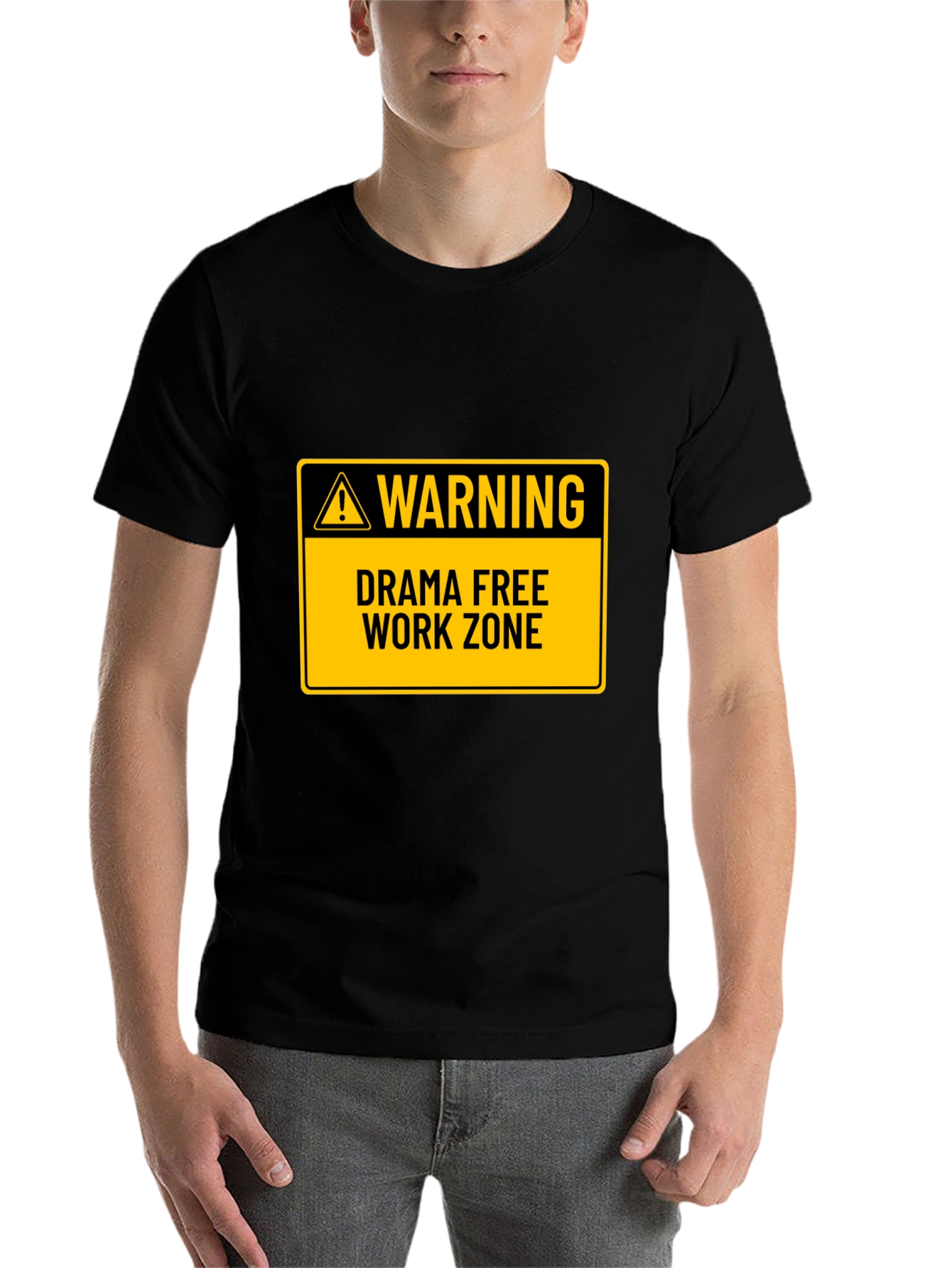 Black Drama Free Work Zone T-Shirt - Novelty Graphic Tee view 7