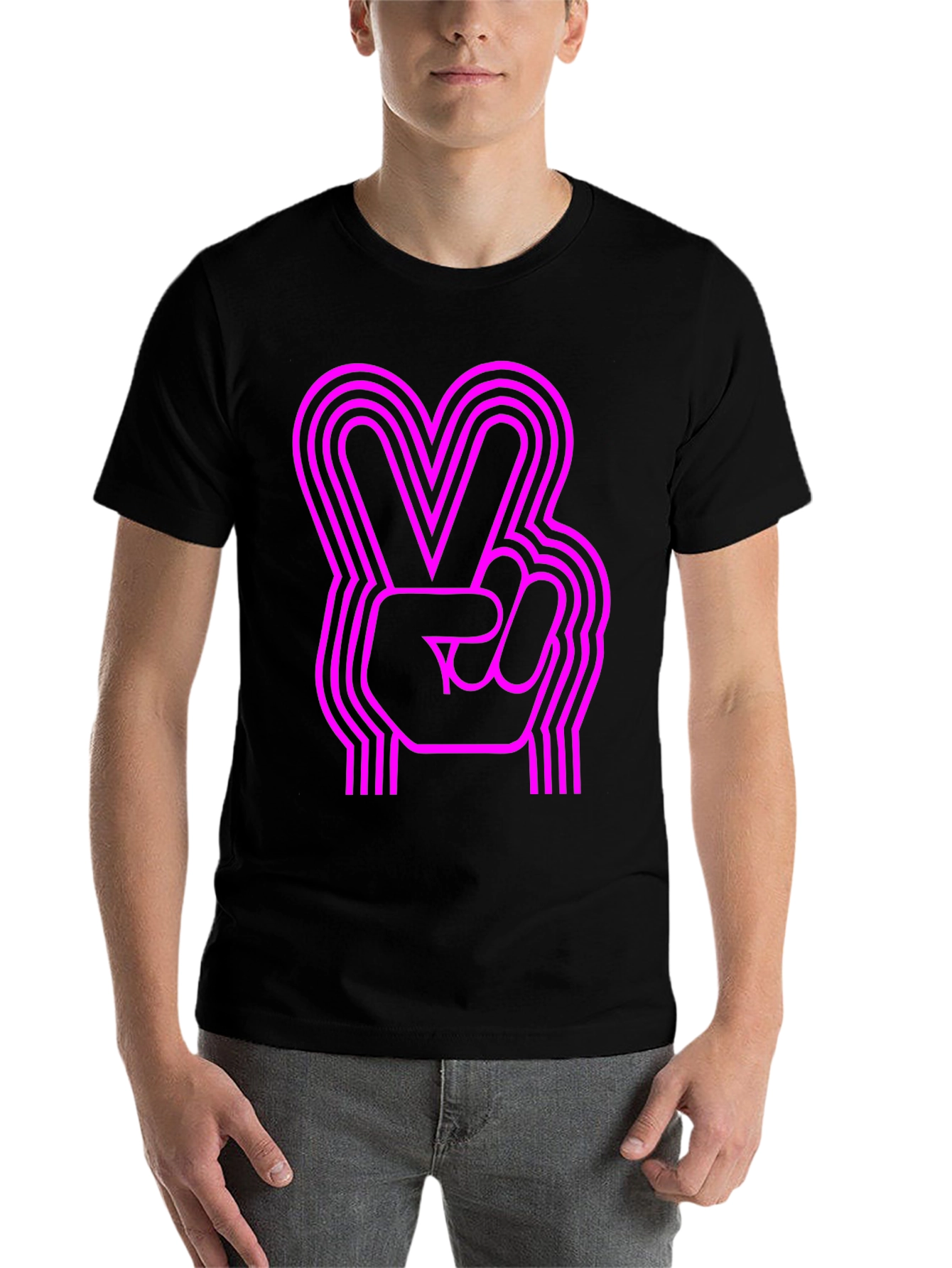 Black Retro Peace Sign Graphic Tee view 7
