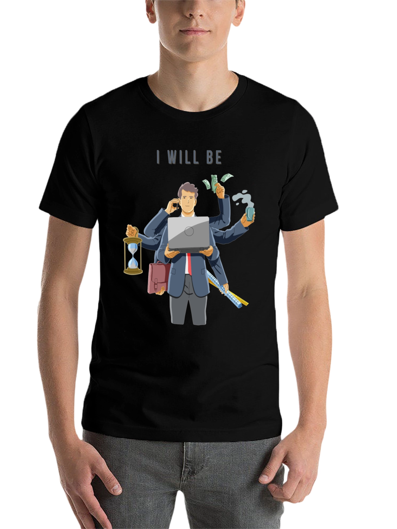 Black I Will Be Multitasking T-Shirt - Novelty Graphic Tee view 7