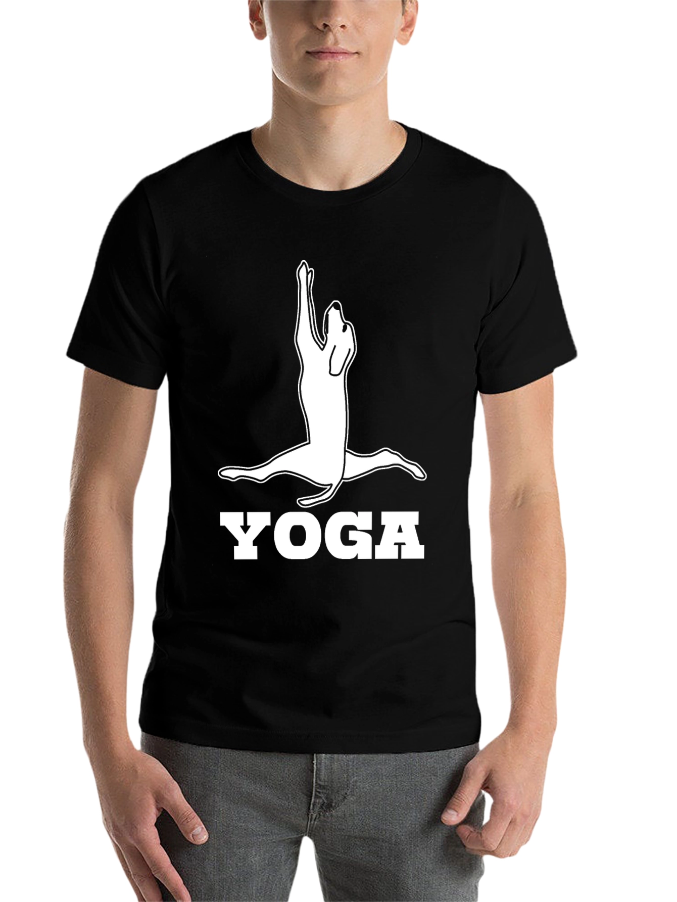 Black Yoga Dog Graphic Tee - Black Cotton Shirt view 7