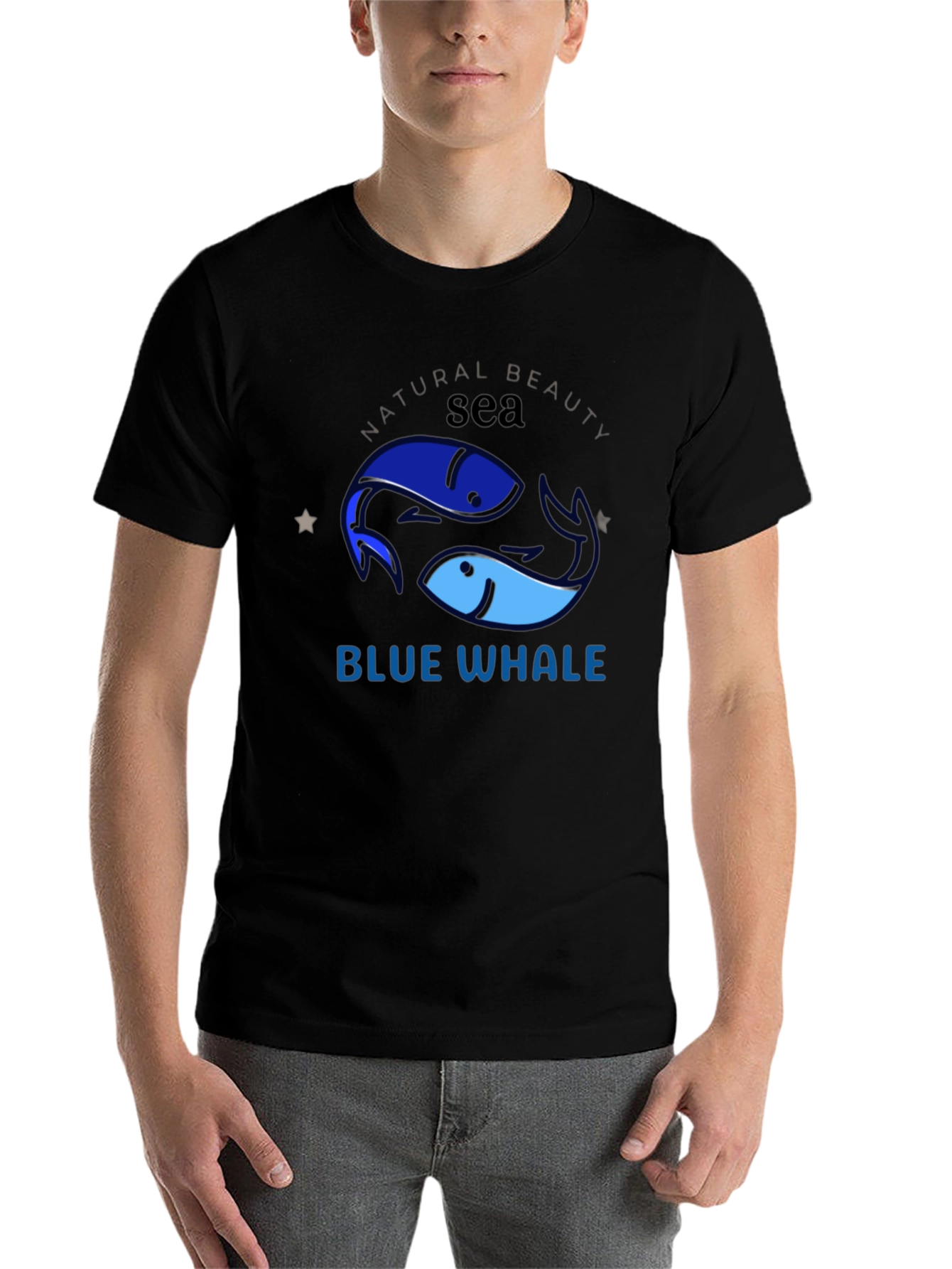 Black Blue Whale Sea Graphic T-Shirt view 7