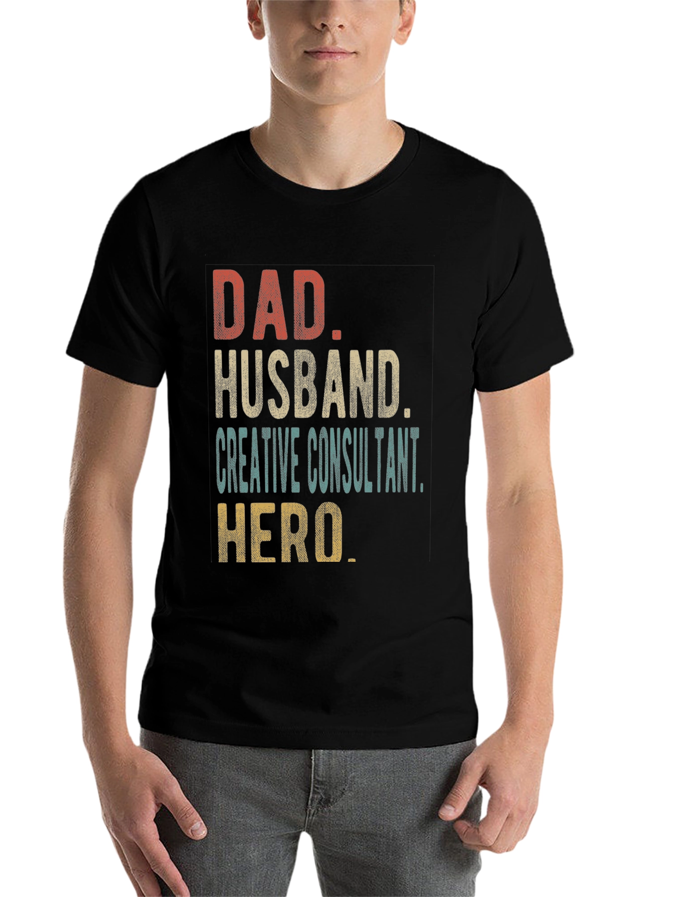 Black Dad Husband Creative Consultant Hero T-Shirt view 7