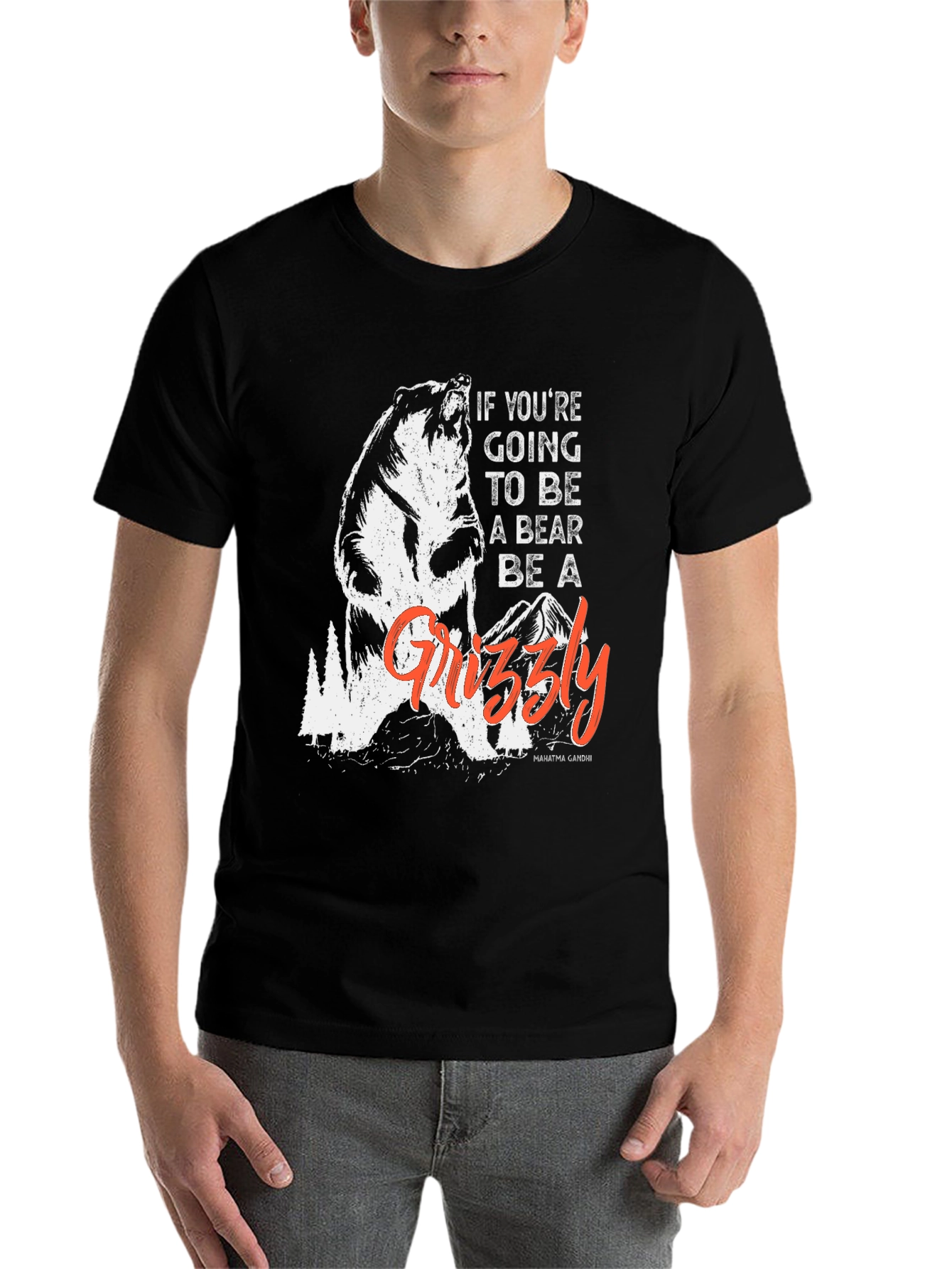 Black Be a Grizzly T-Shirt - Motivational Bear Graphic Tee view 7