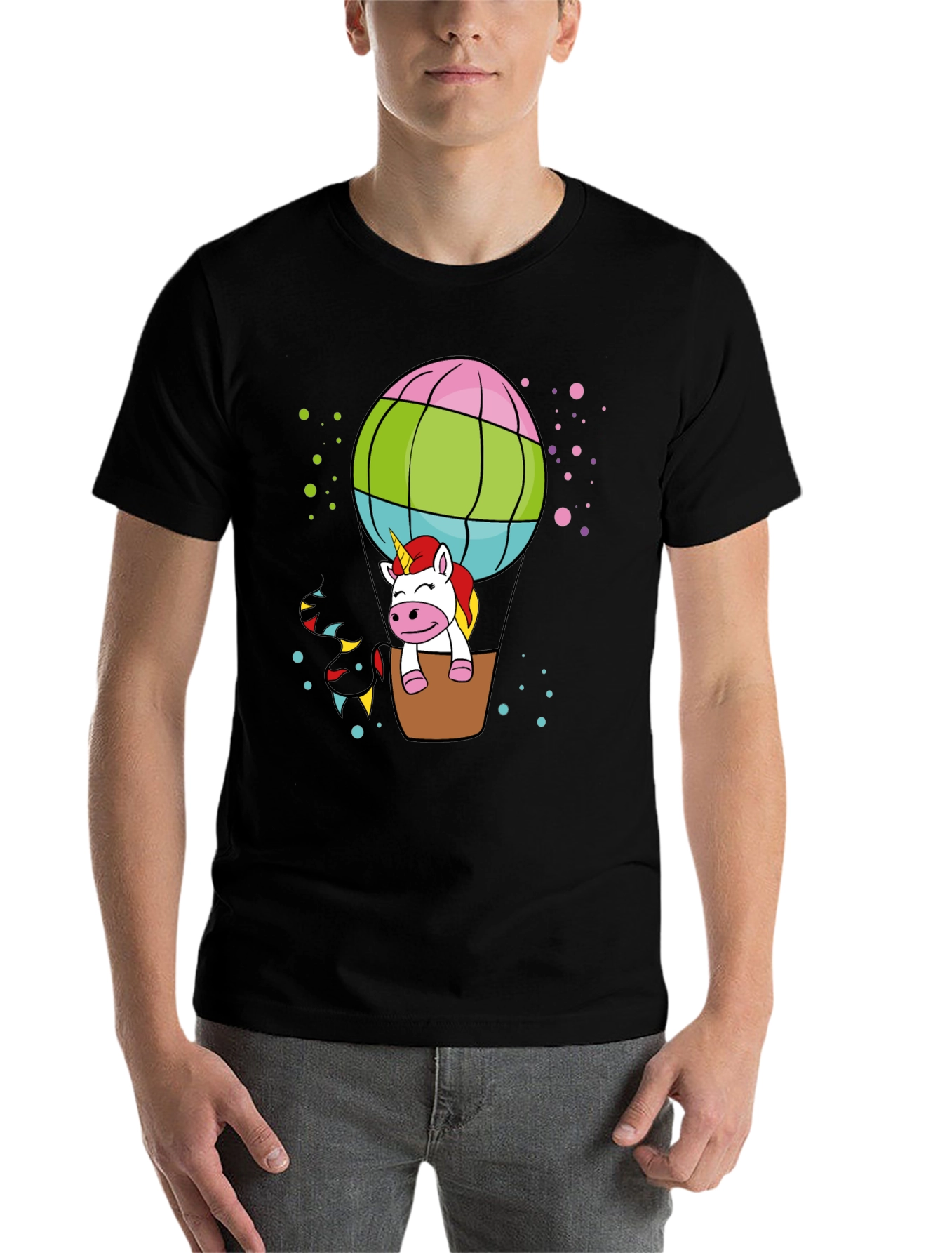 Black Unicorn Hot Air Balloon T-Shirt view 7