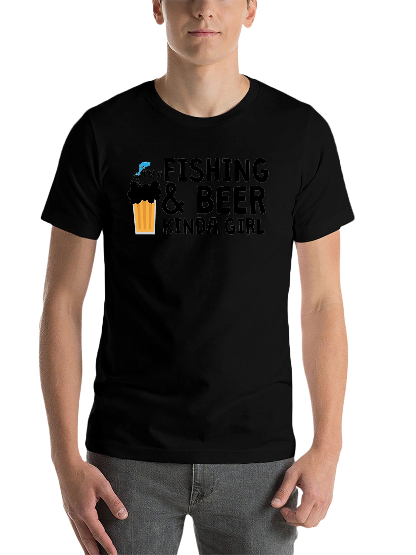 Black Fishing & Beer Kinda Girl Graphic Tee - Unisex view 7