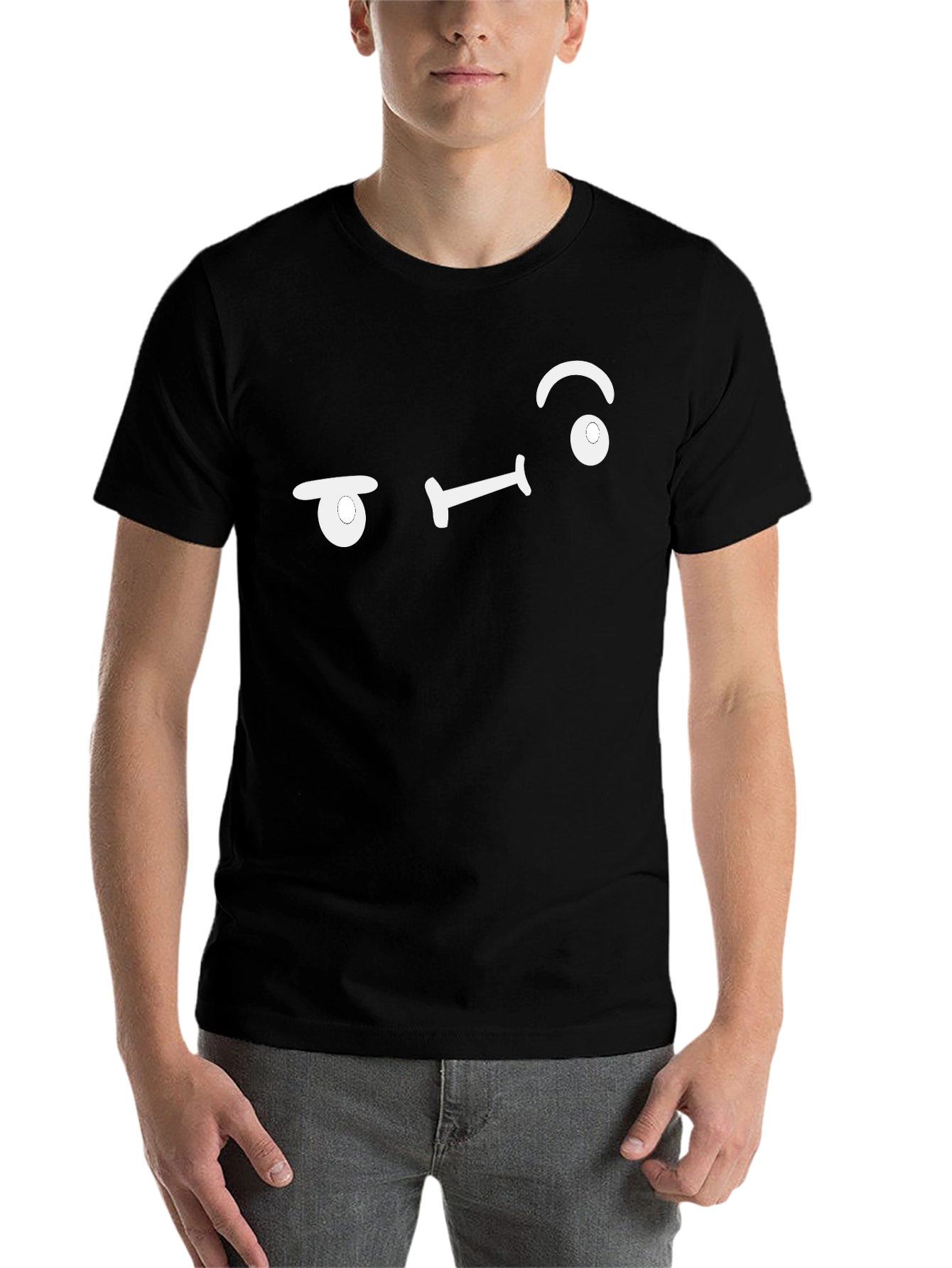 Black Smug Face Black T-Shirt - Unique Graphic Tee view 7