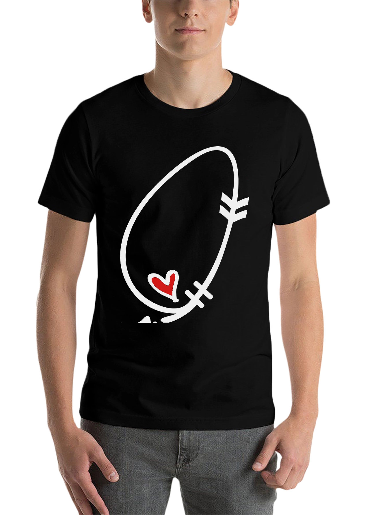 Black Arrow Heart Graphic Tee - Black Unisex view 7
