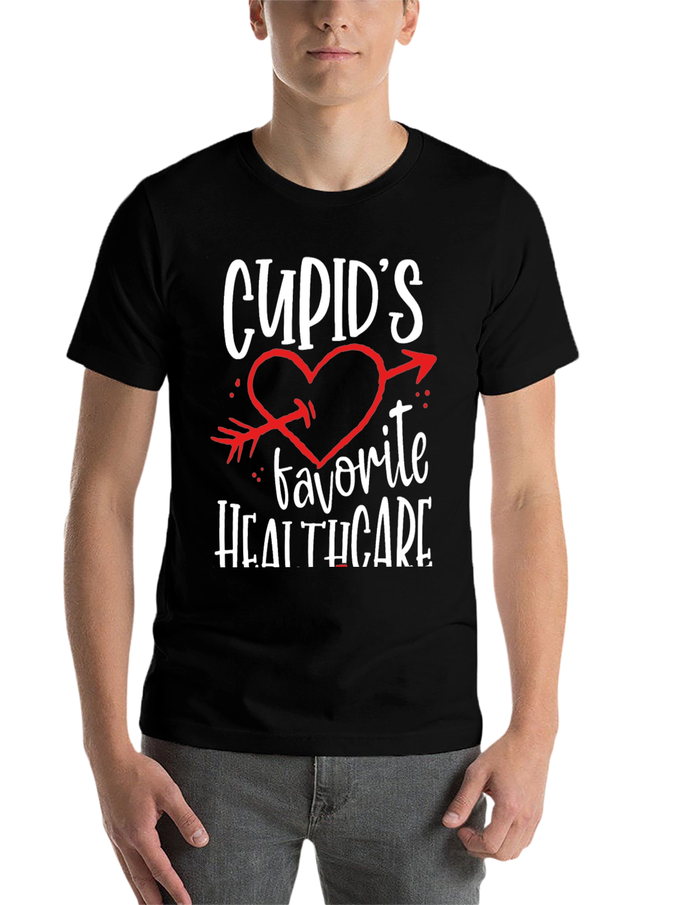 Black Cupid's Favorite Healthcare Black T-Shirt view 7
