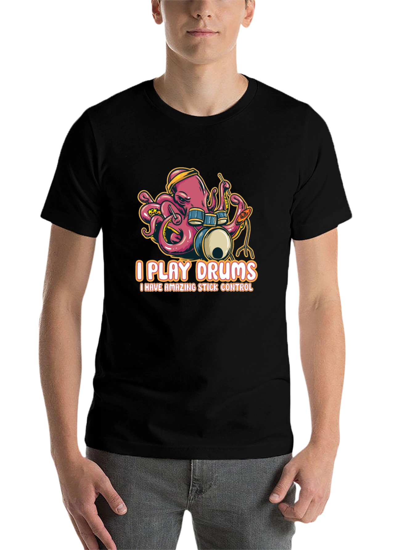 Black Octopus Drummer T-Shirt - I Play Drums view 7