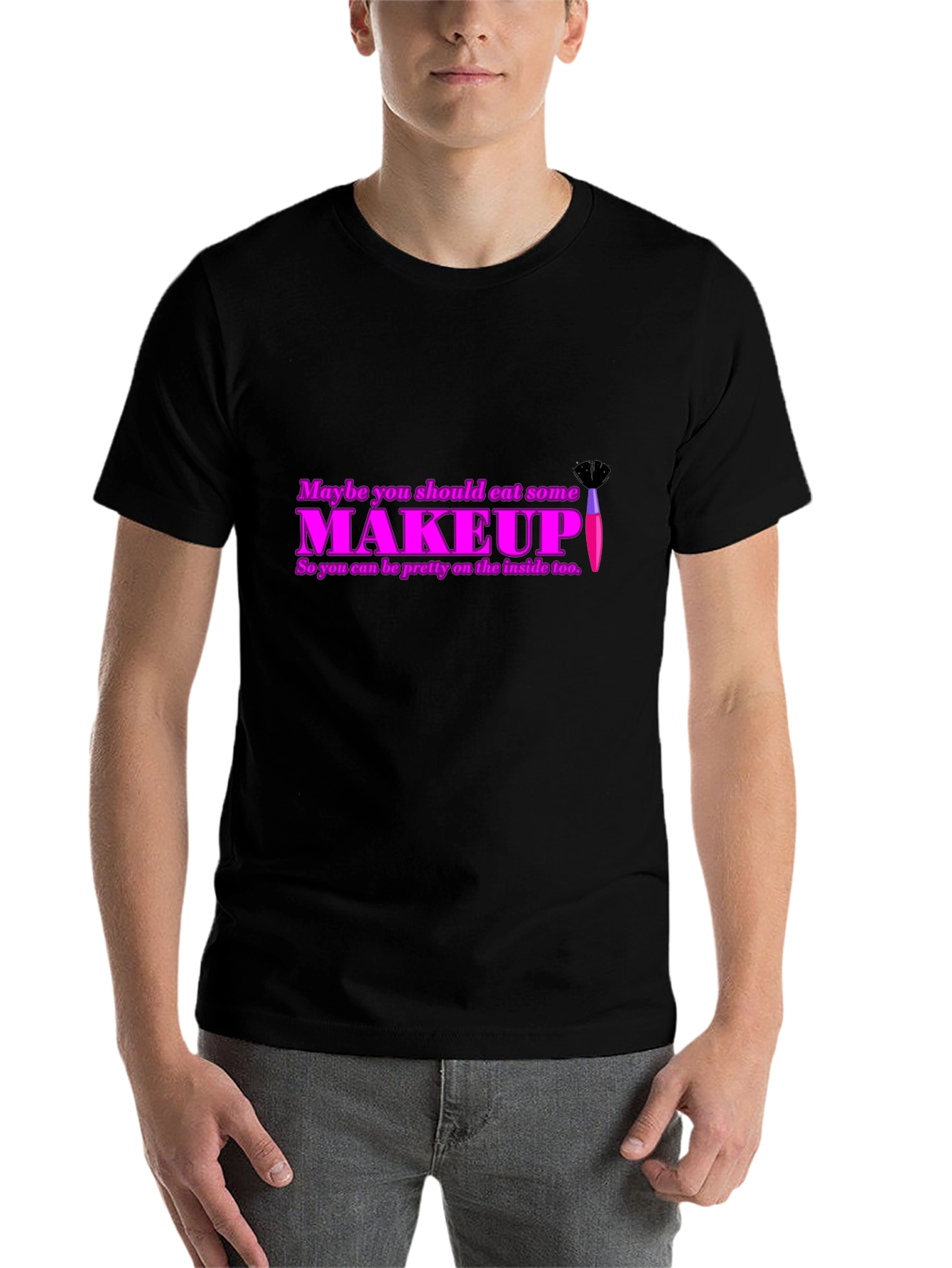 Black Eat Makeup Funny Sarcastic T-Shirt view 7