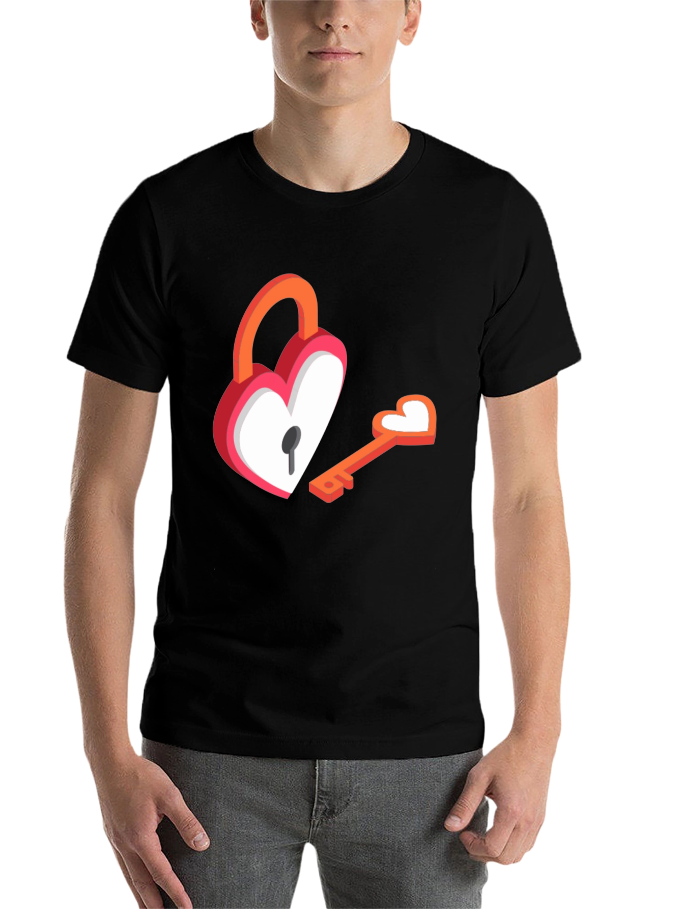 Black Heart Lock and Key T-Shirt view 7