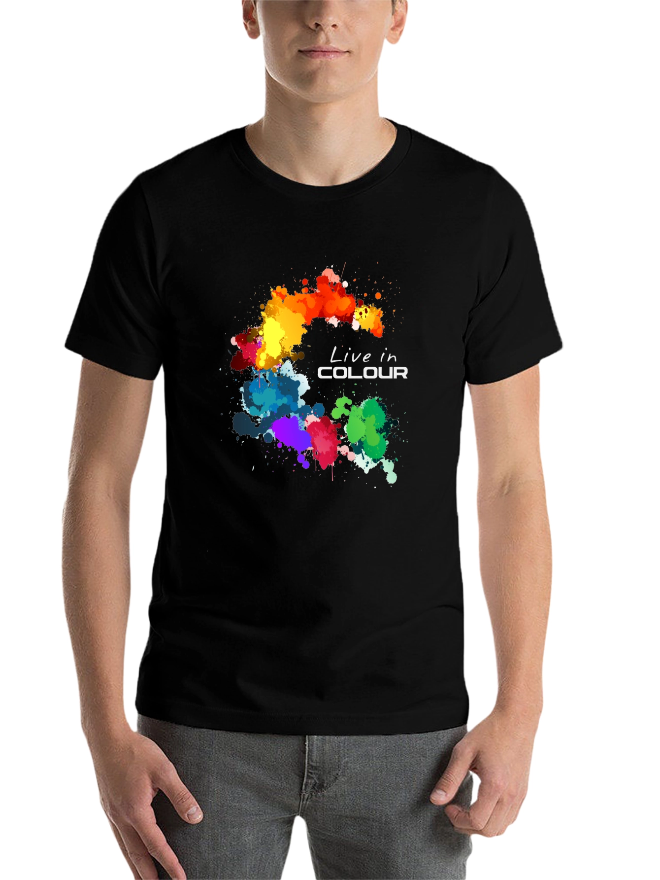 Black Live in Colour Graphic T-Shirt - Black view 7