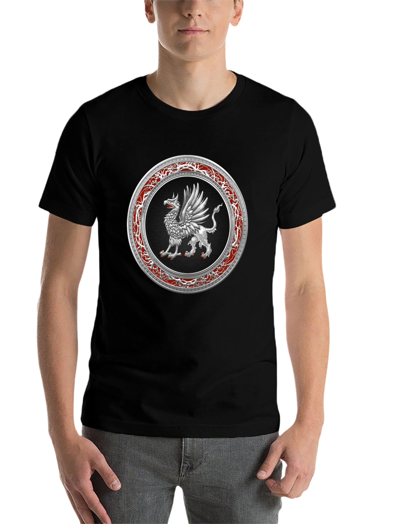 Black Griffin Emblem Black T-Shirt view 7