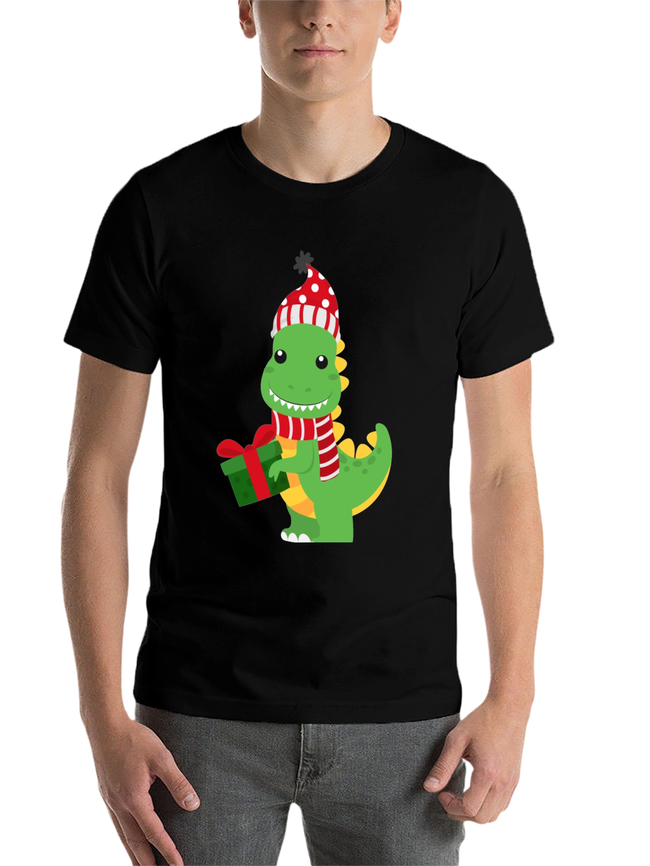 Black Festive Dino Graphic Tee view 7