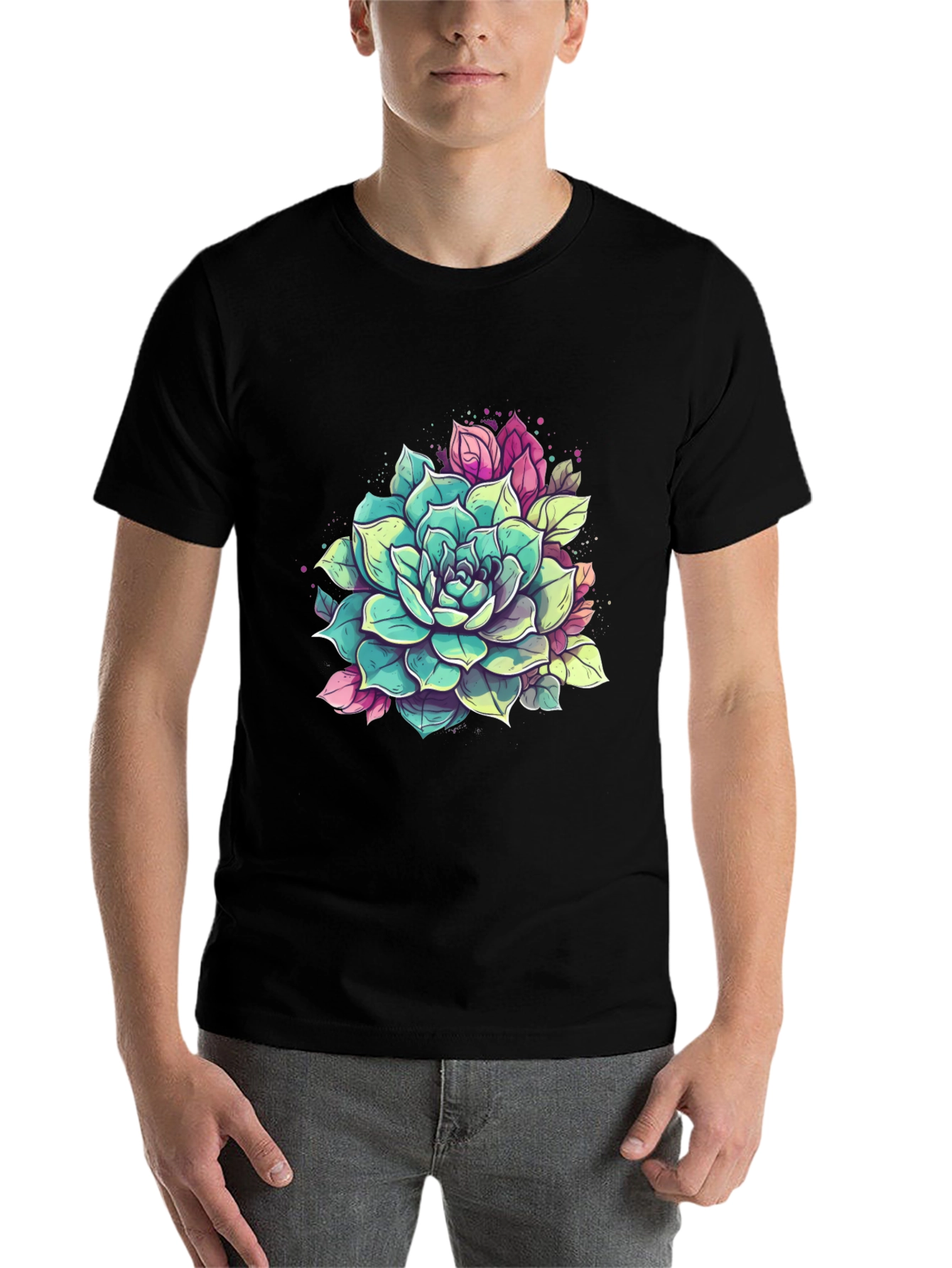 Black Succulent Graphic Tee - Black Cotton view 7