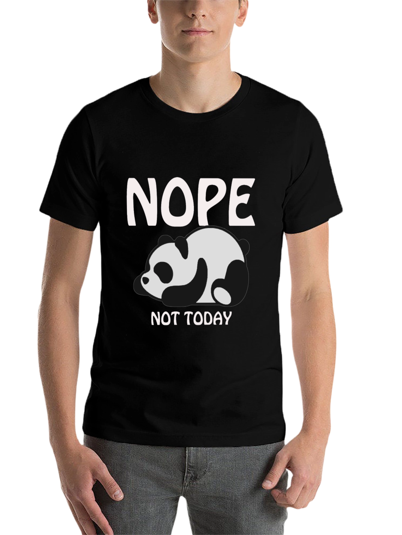 Black Nope Not Today Panda Graphic T-Shirt view 7