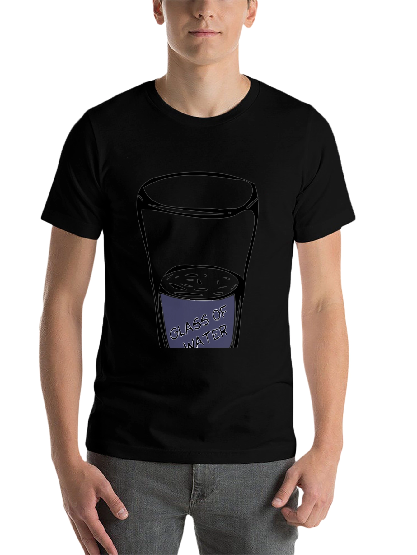 Black Glass of Water Graphic Tee - Casual Black T-Shirt view 7