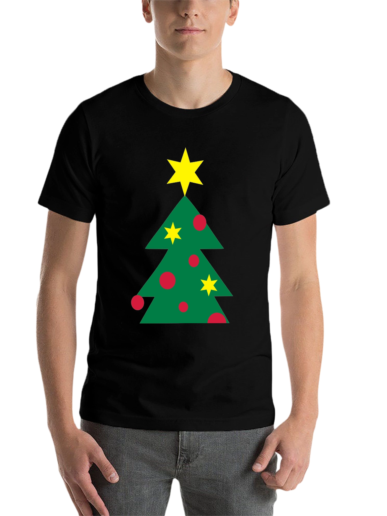 Black Festive Christmas Tree Graphic Tee - Holiday Style view 7