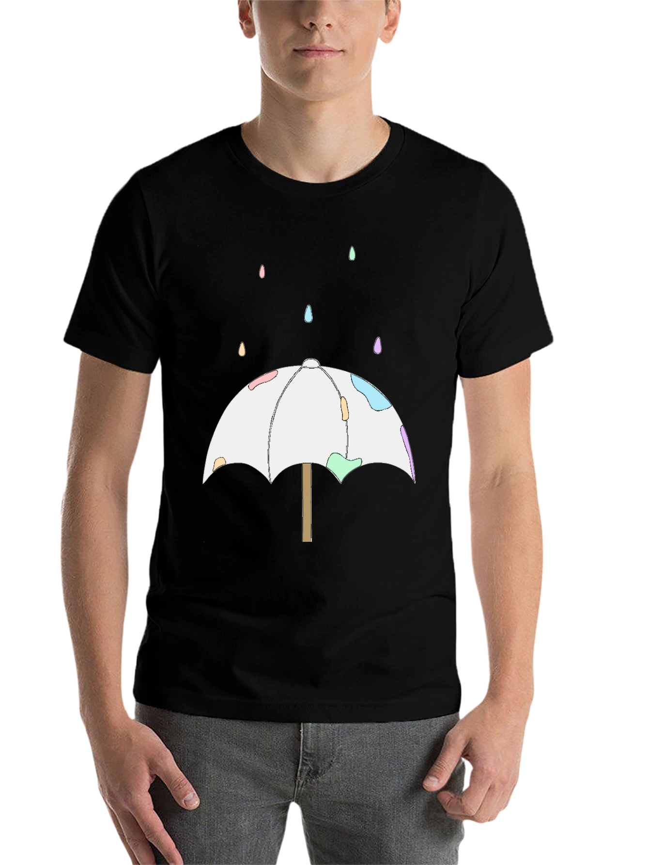 Black Cute Umbrella T-Shirt - Black view 7