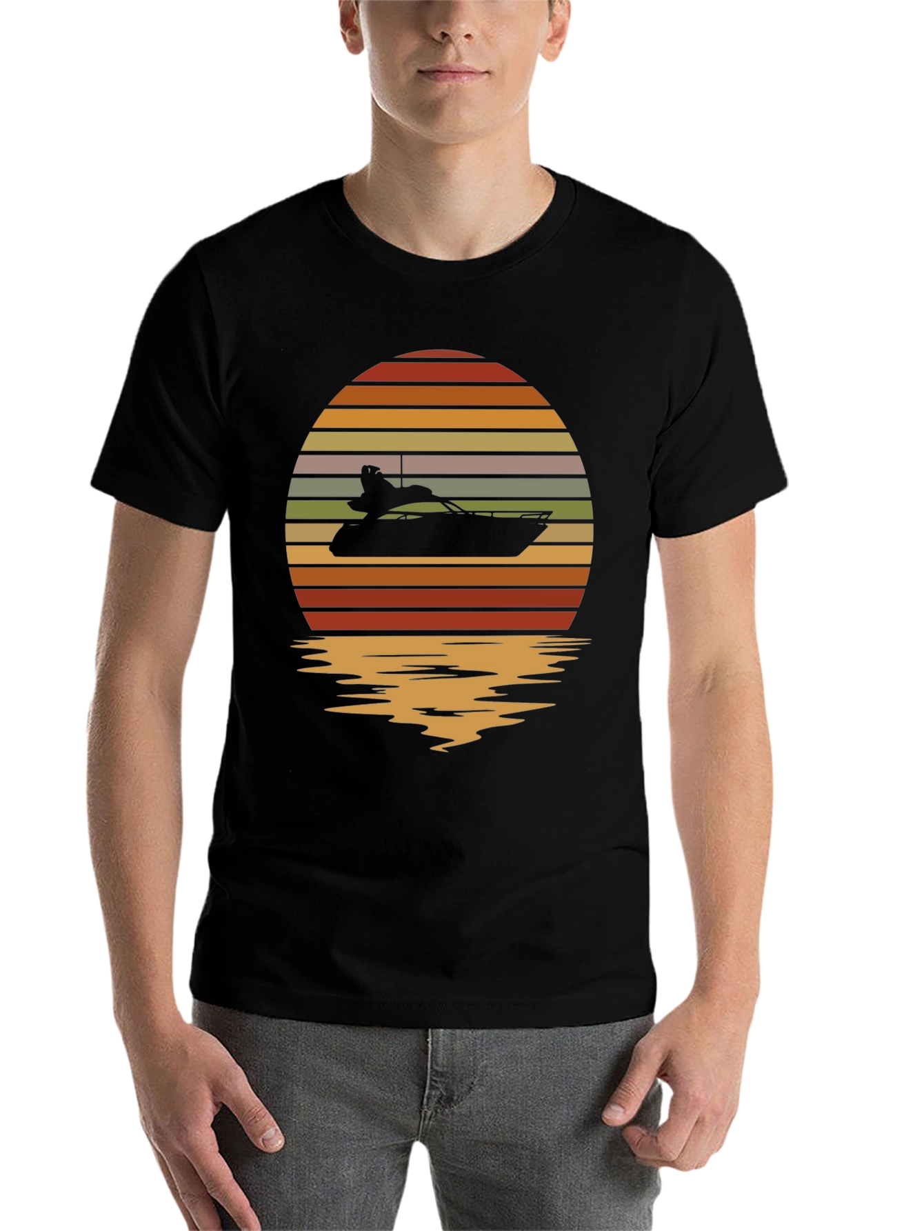 Black Sunset Yacht T-Shirt - Retro Boating Tee view 7