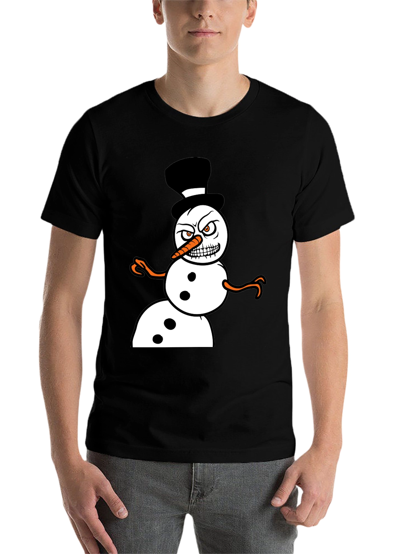 Black Grumpy Snowman Graphic Tee view 7