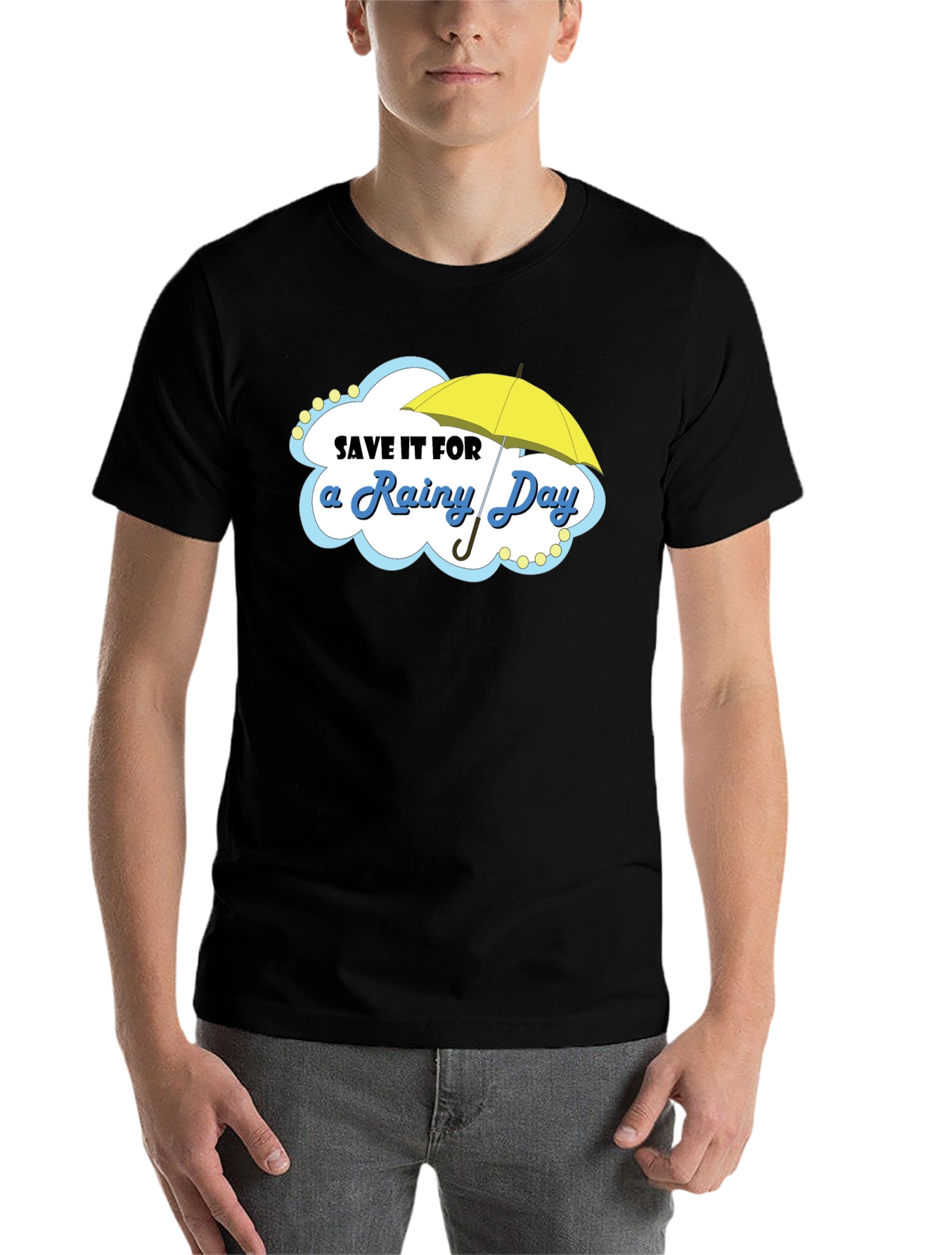 Black Save it for a Rainy Day T-Shirt, Cotton Blend view 7