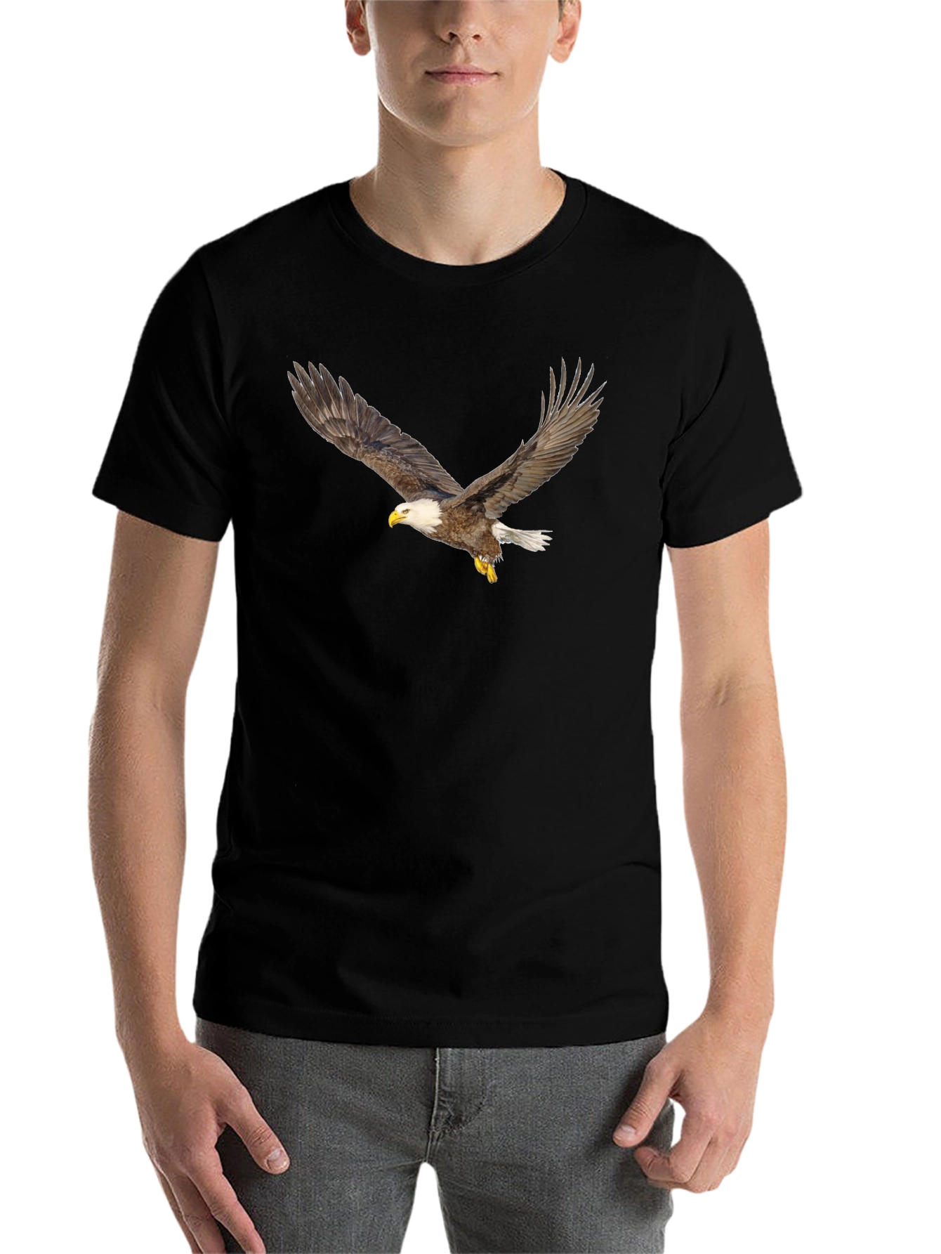 Black Black T-Shirt with Eagle Print view 7